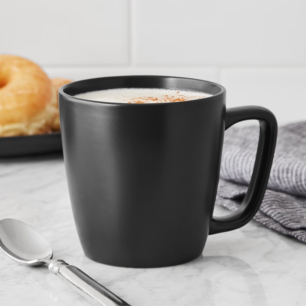 (4 pack) Alessandra 14oz Solid Matte Black Stoneware Mug