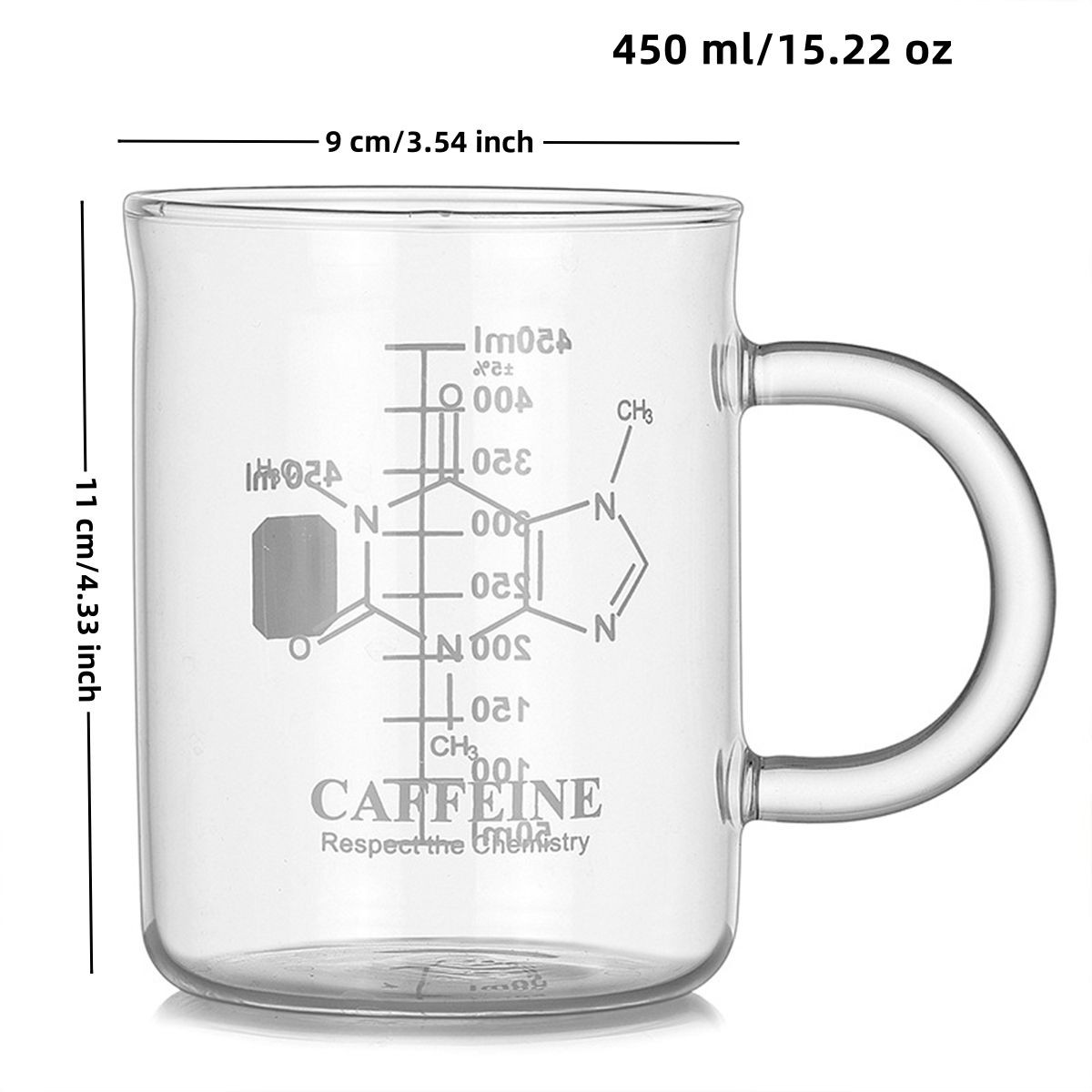 Durable Borosilicate Glass Coffee Sharing Cup with Visible Scale