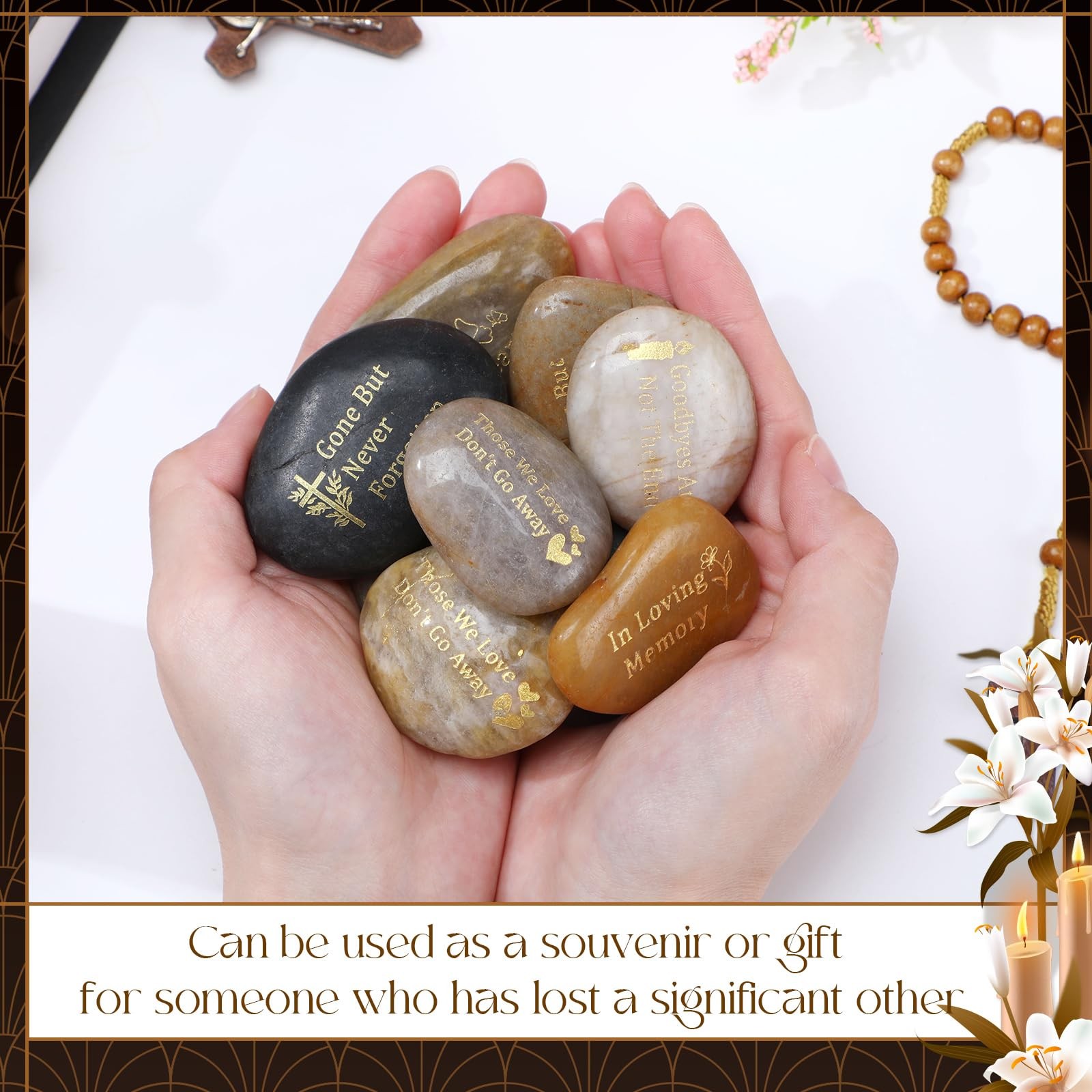 60 Pcs Memorial Stones Engraved River Rocks for Celebration of Life Decor