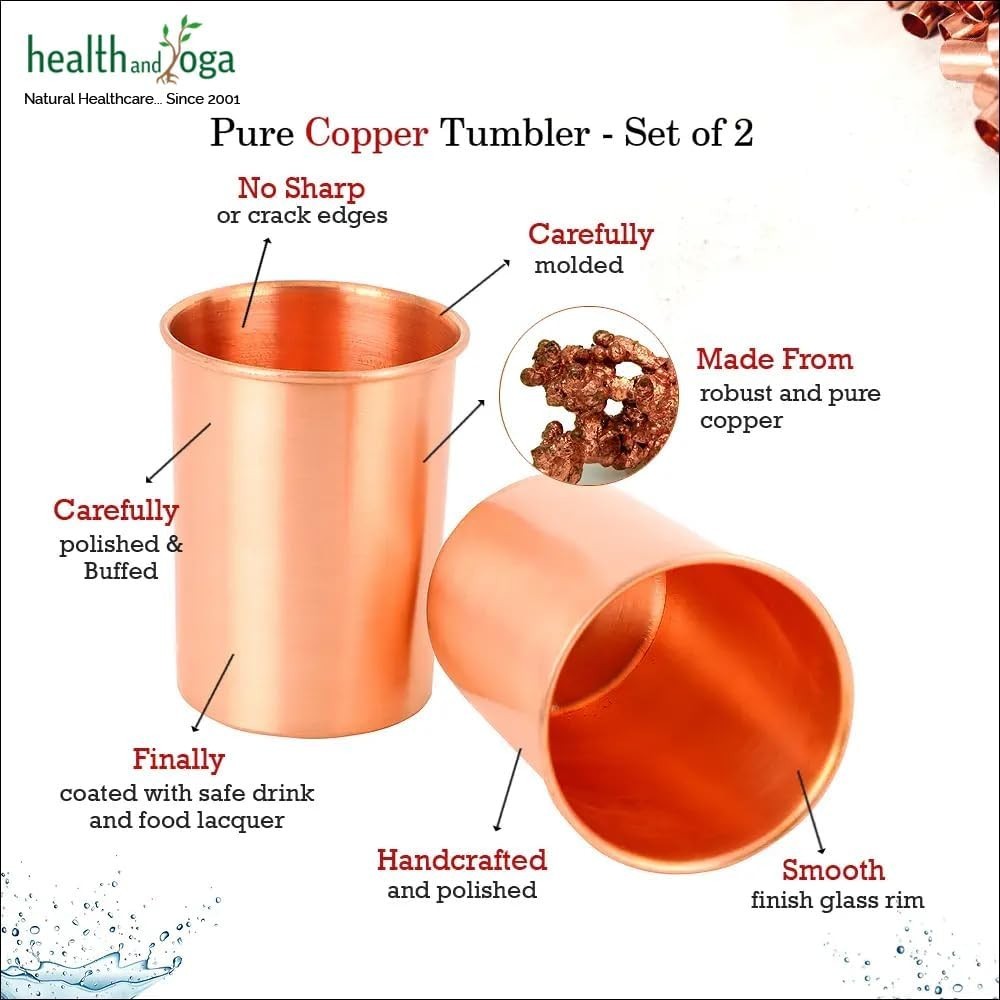Juego De Tazas De Cobre Sólido Puro Hechas A Mano Medidor 2 Piezas 8 Fl Oz NUEVO