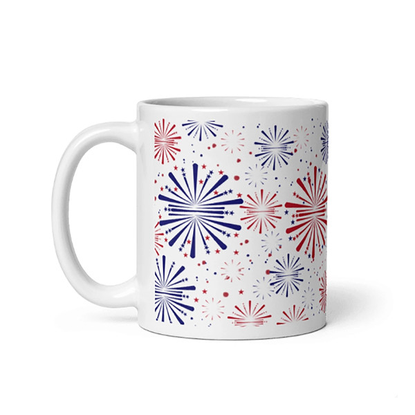 4th of July Mug Happy Independence Day Fireworks & Freedom Patriotic Coffee Cup