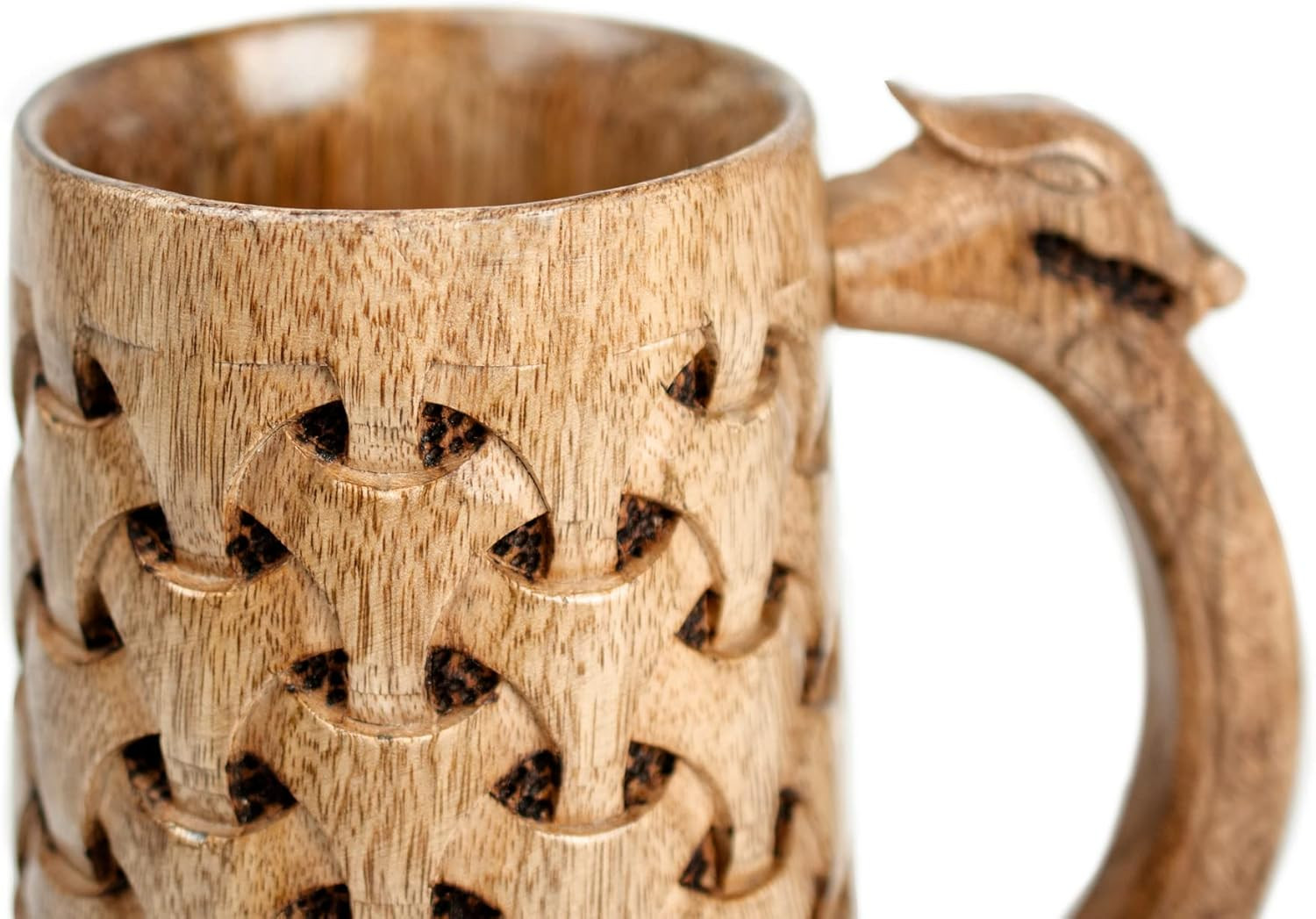 Premium Wooden Beer Mug 20Oz Chainmail Pattern 100% Handcrafted Beer Stein Wine