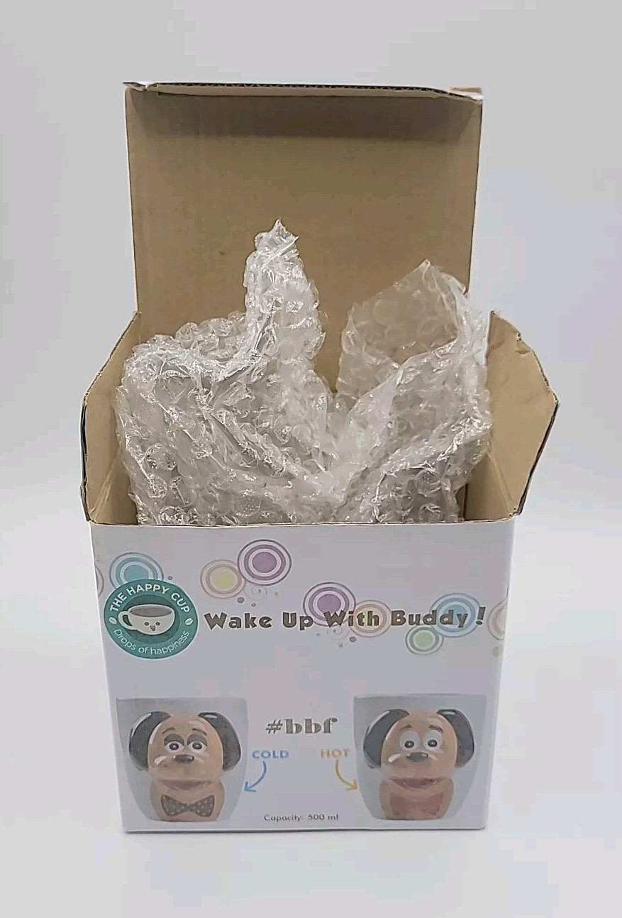 3D Buddy Dog Mug Temp Sensitive Cold Hot Color Changing Bow Tie/Eyes W/Box 16oz