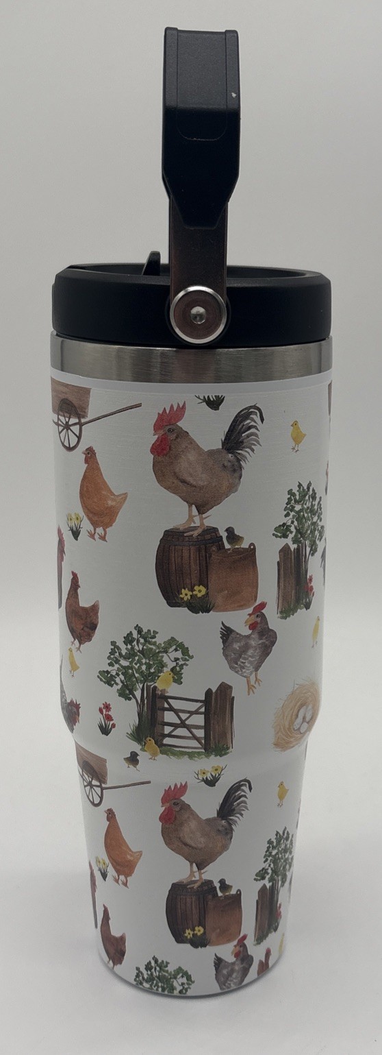 40 oz tumbler with handle 30oz Chicken Tumbler with Lid & Straw New