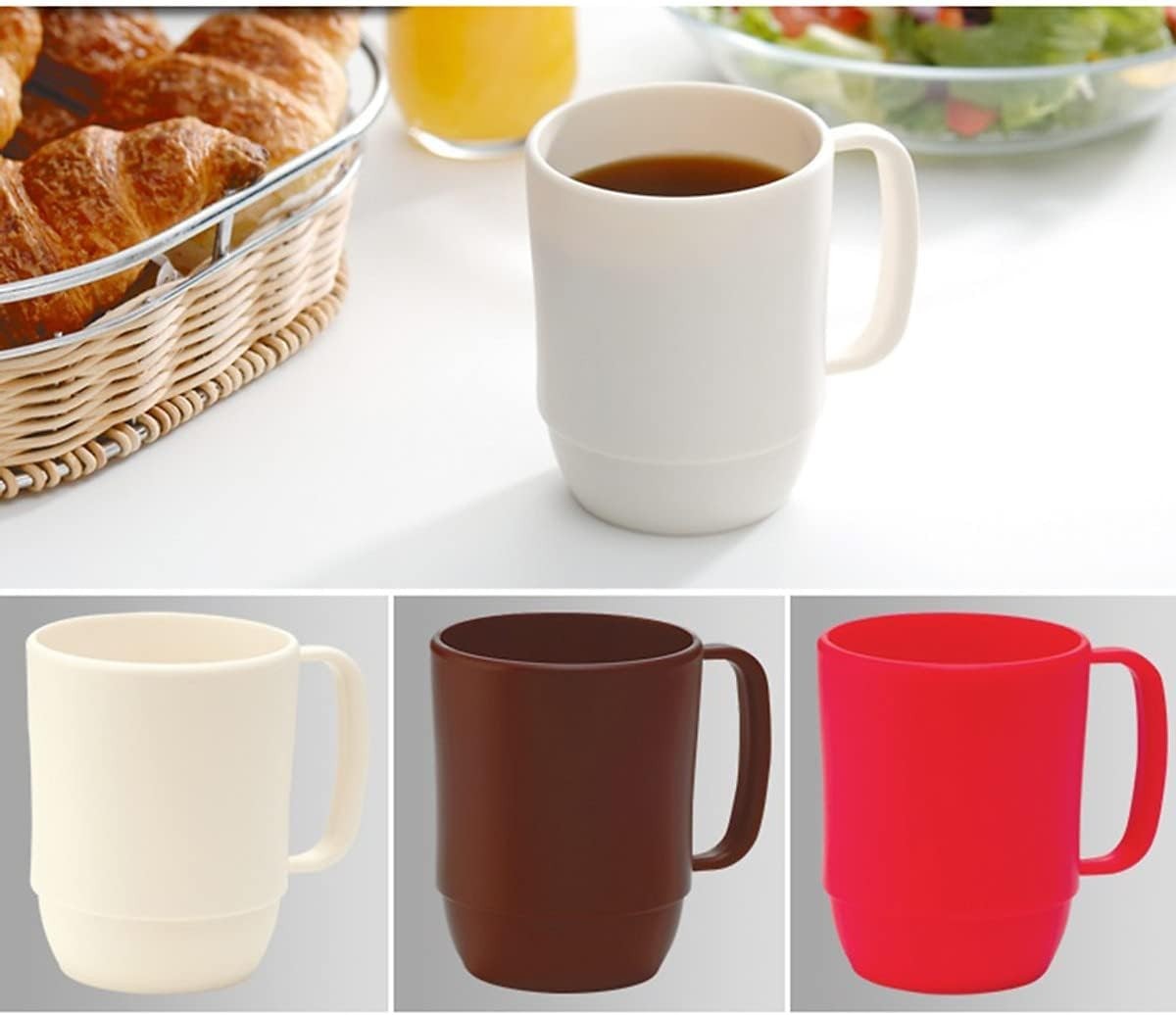 Japanese Plastic Microwavable Water Mug 12oz White #1665 S-3090