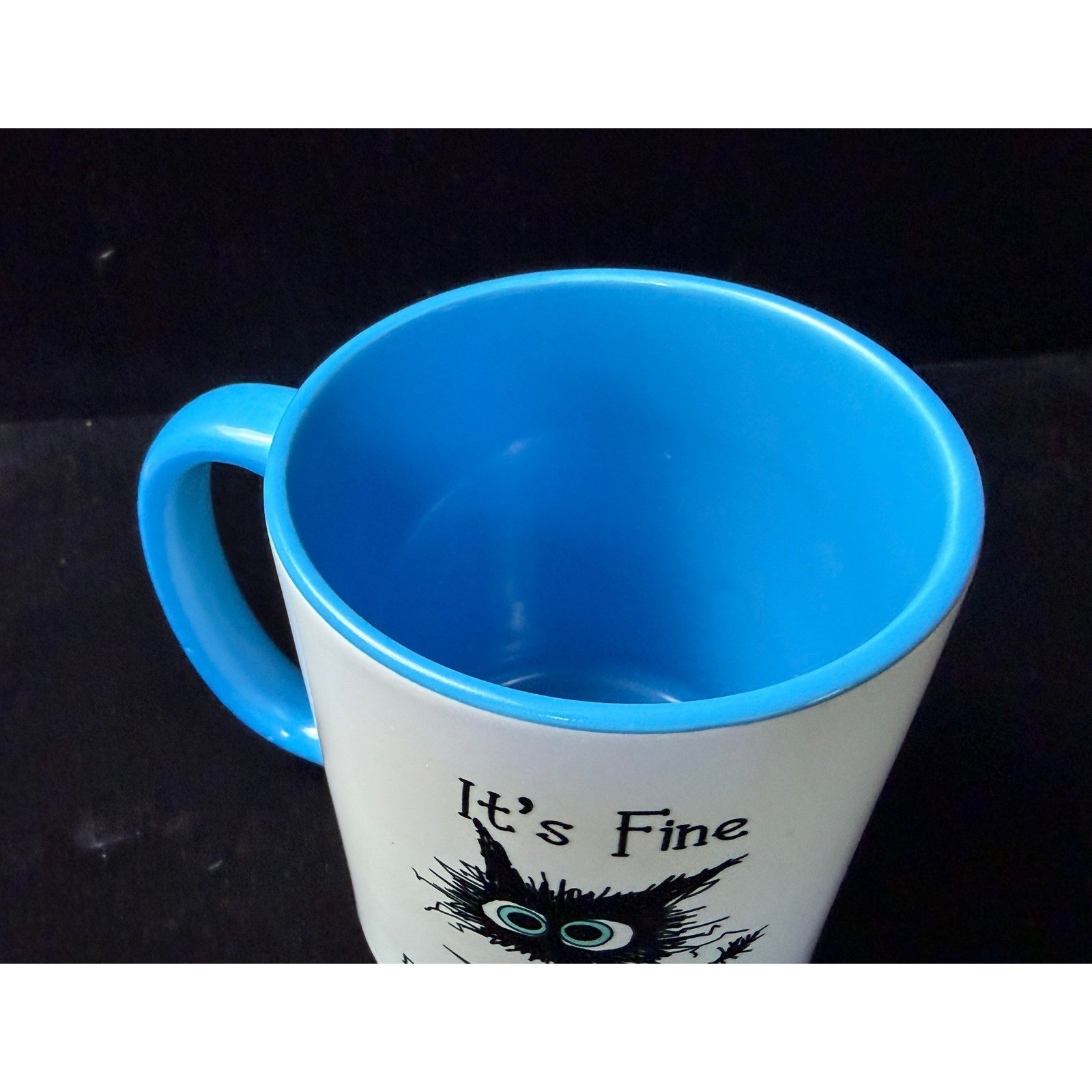 Its Fine Im Fine Everything Is Fine Cat Coffee Mug White Blue Ceramic Tea Cup