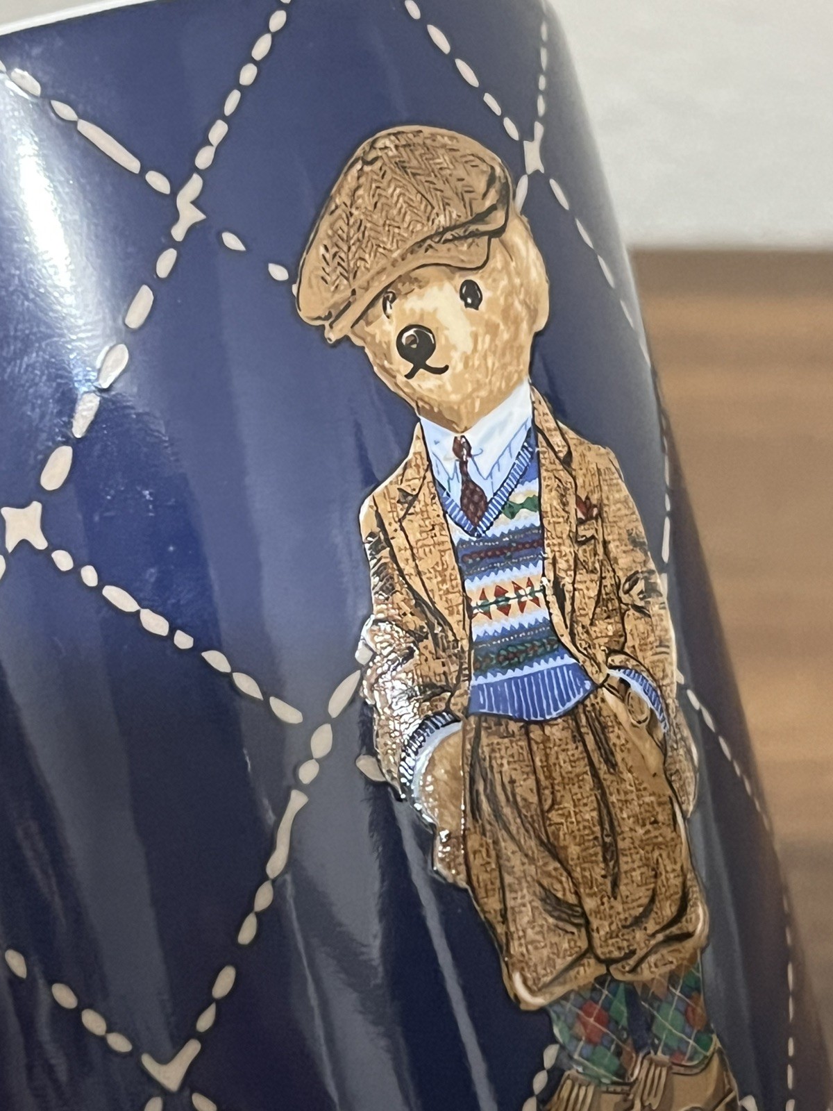 Ralph Lauren Highmoore Plaid Polo Bear Porcelain Coffee Mug 14oz.