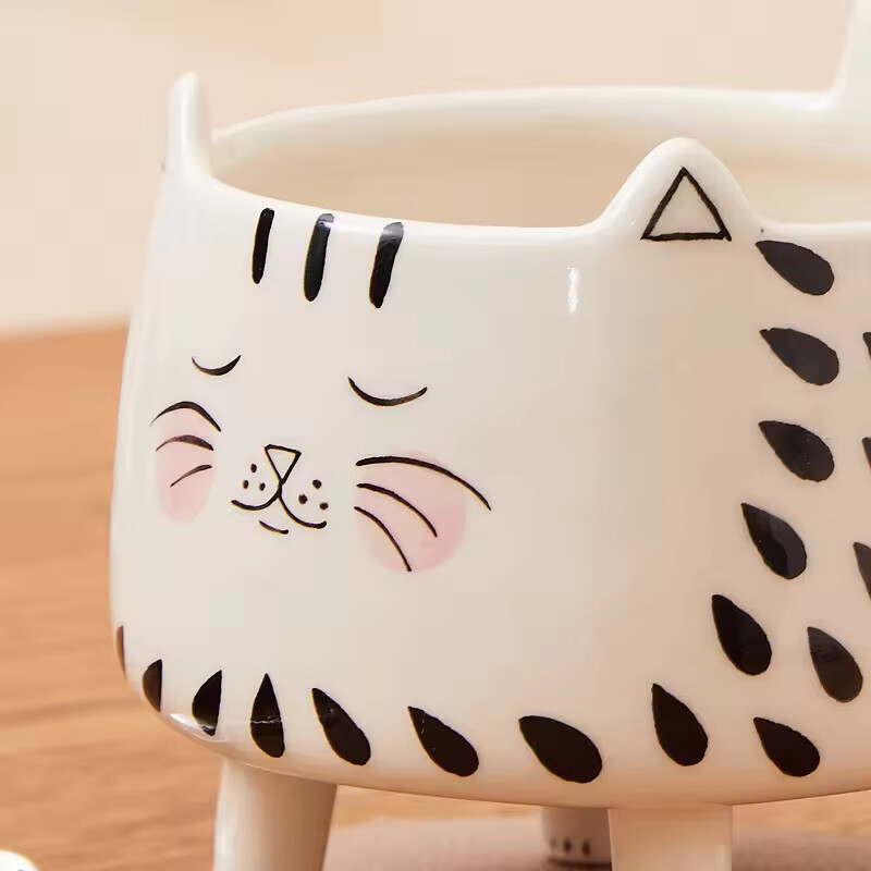 Adorable Ceramic Coffee Tea Cat Mug w Four Legs Funny Creative Gift Cup 350 ml