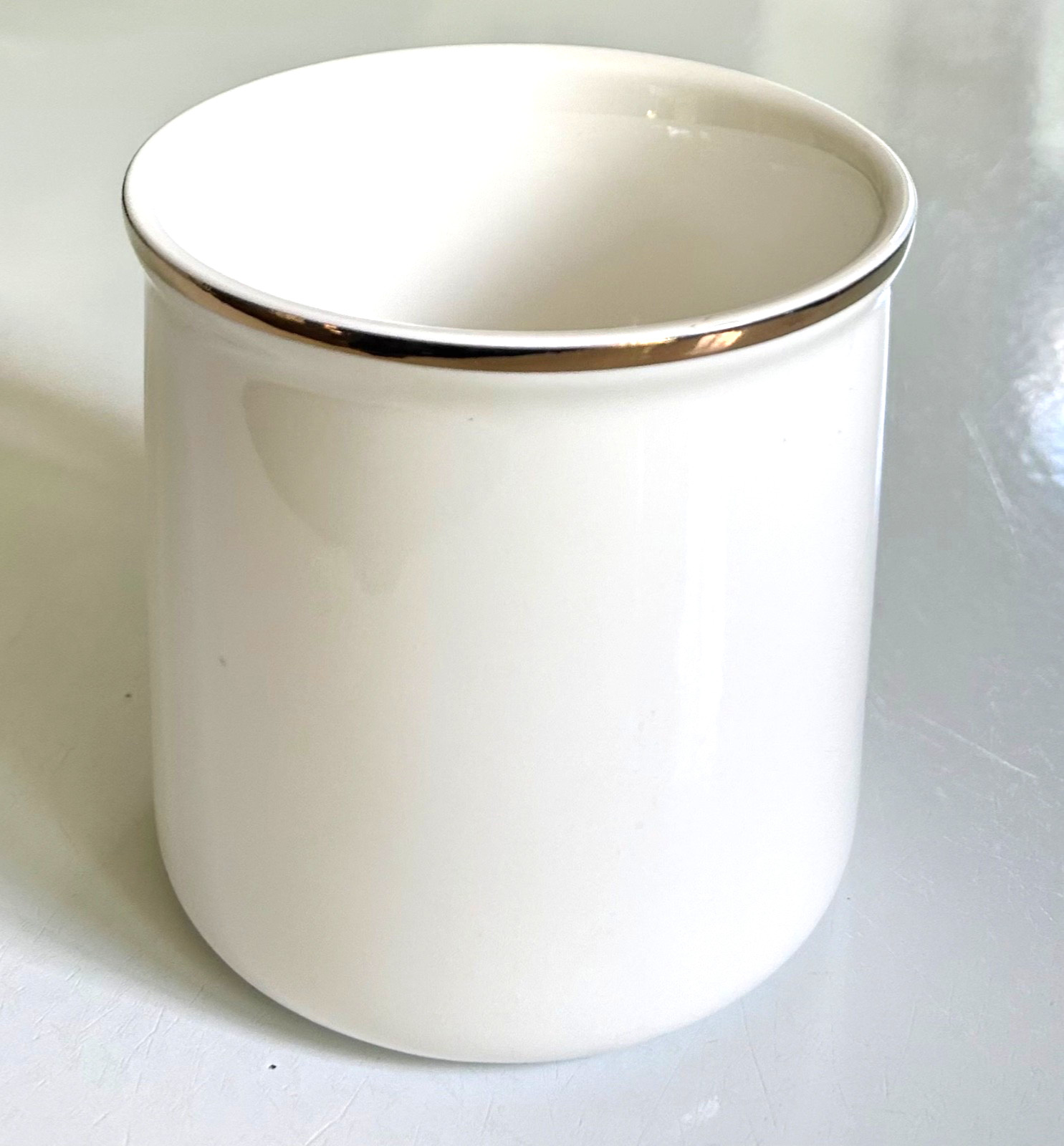 POTTERY BARN Mug MONOGRAM J Letter Alphabet PLAID Silver Rim Holiday 16 oz 2017
