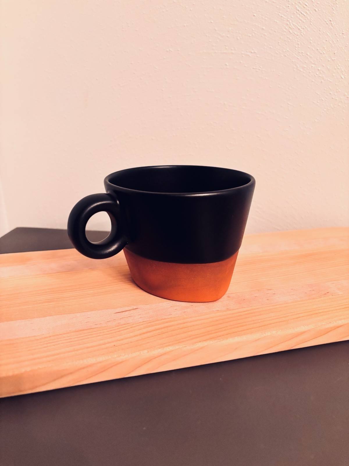 Paul Eshelman Studio Pottery Euclid Cup Mug Matte Black Red Clay Vintage 2004