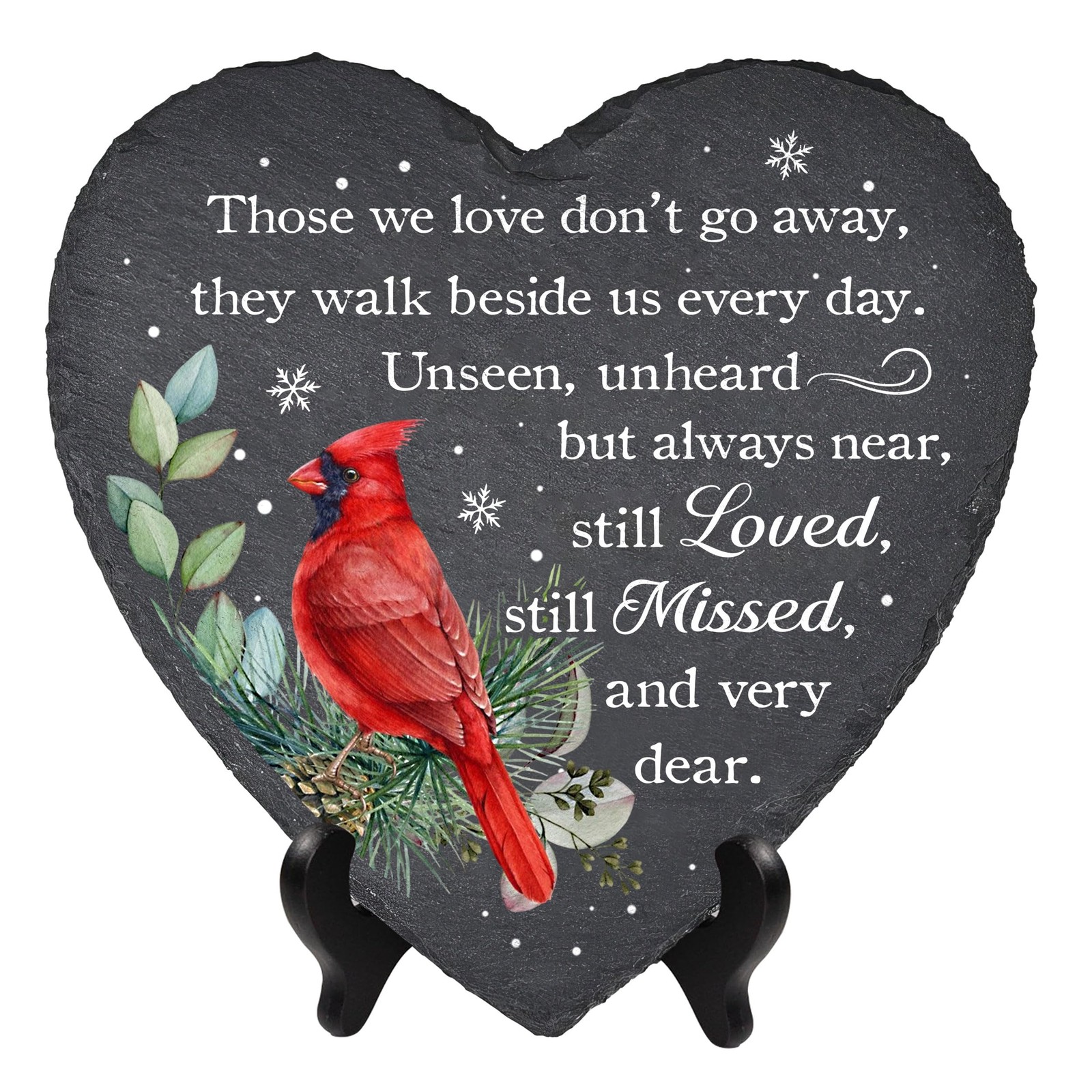 DIGIKAZZ Cardinal Heart Shape Memorial Garden Stone, Sympathy Gift Those We L…