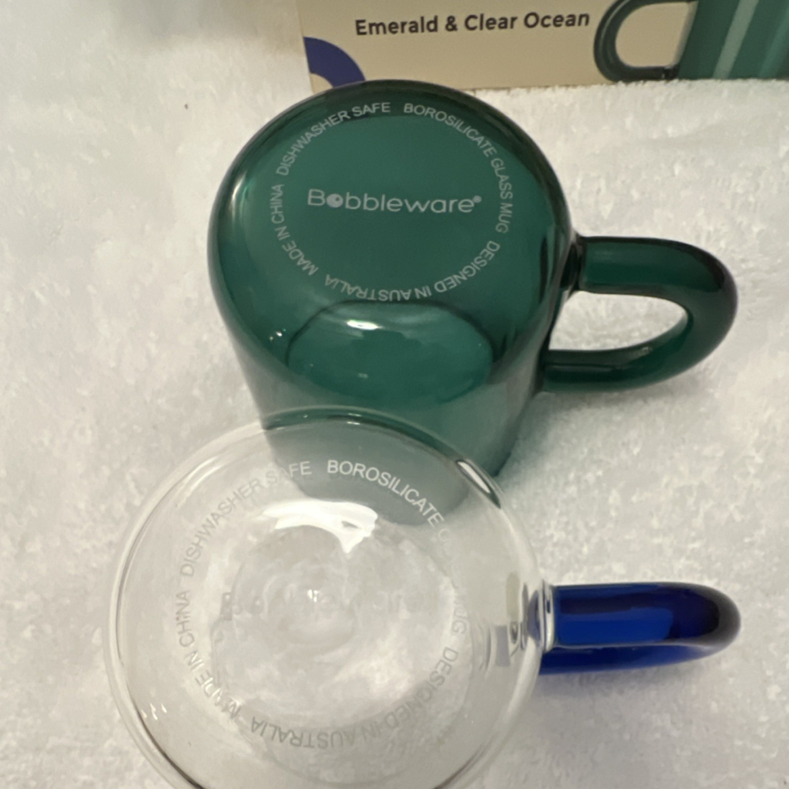 Bobbleware Chroma 13 fl oz Glass Coffee Mug Set, 2-Piece Green/Clear, Safe