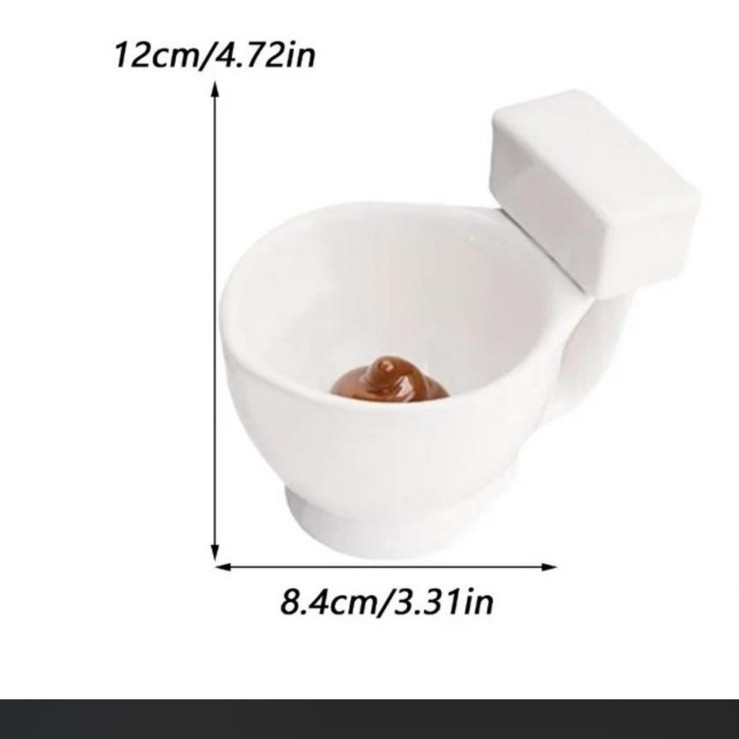 Toilet Mug Ceramic Novelty Mug w/ Lid, 12 fl oz White/Brown Poop, 2pc