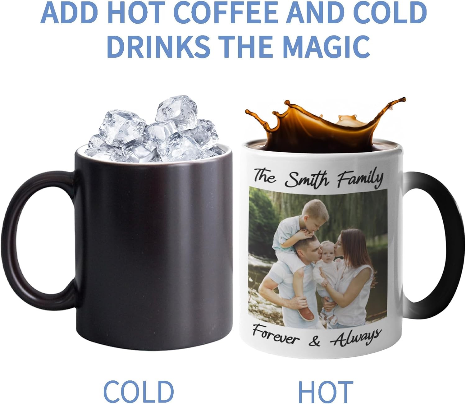 Personalized Coffee Mug, Custom Pictures & Text & Pattern Magic Ceramic Mug 11oz