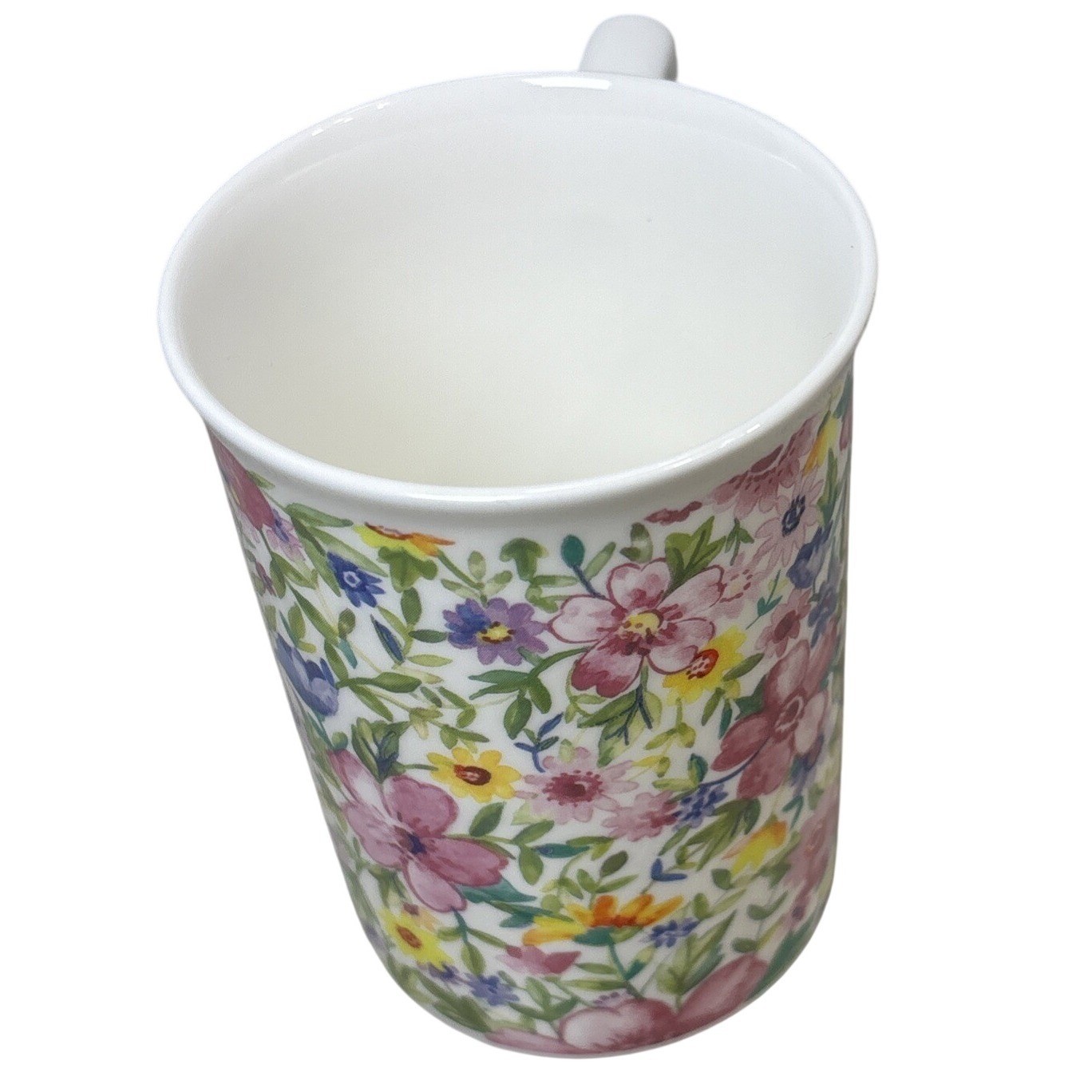 Rose of England Fine Bone China Floral Mug Pink Purple Yellow Flowers Tea Cup