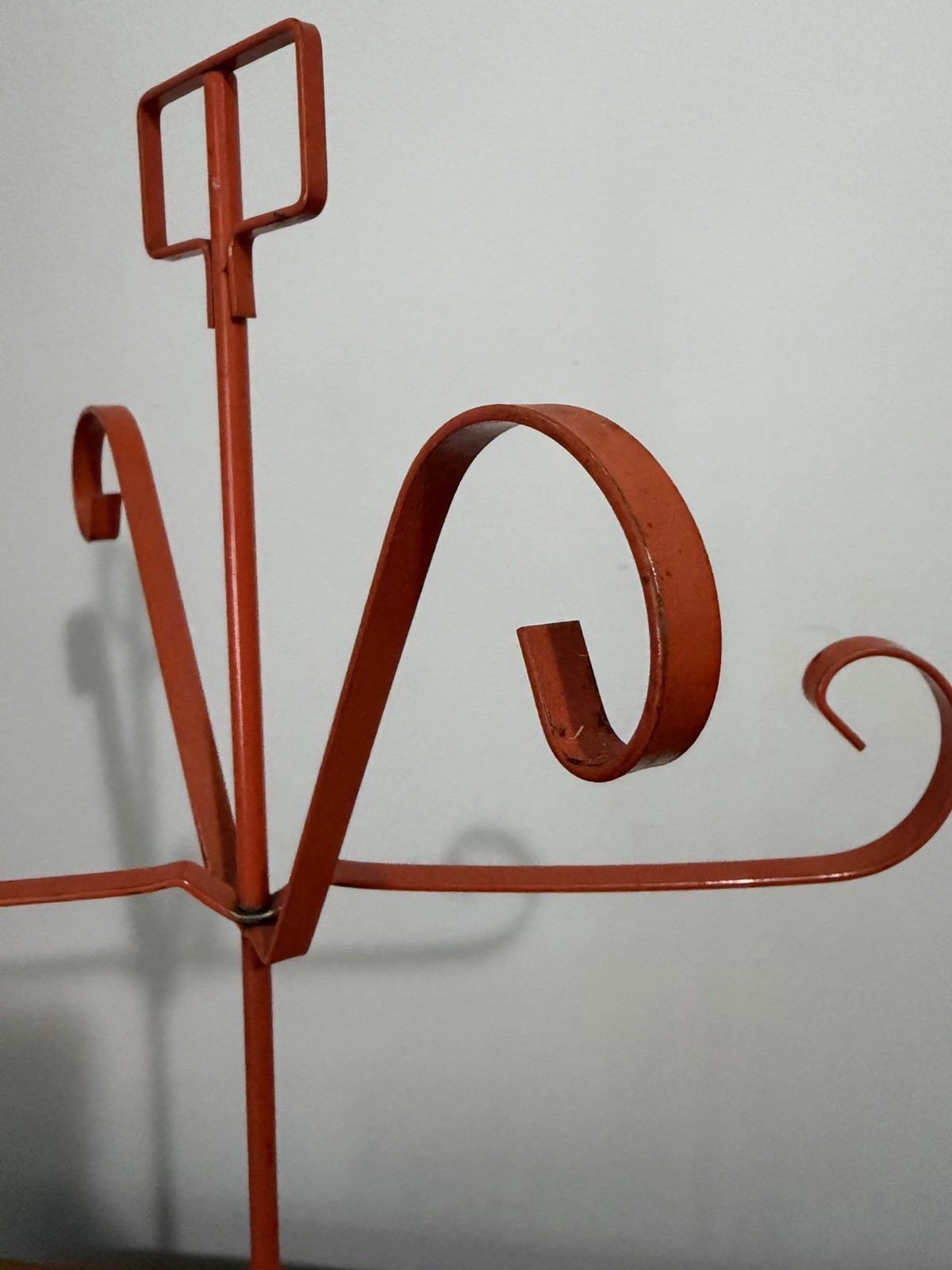 Vintage 70s Metal Mug Tree Holder JAPAN MCM Mid Century Modern Orange Heart Bar