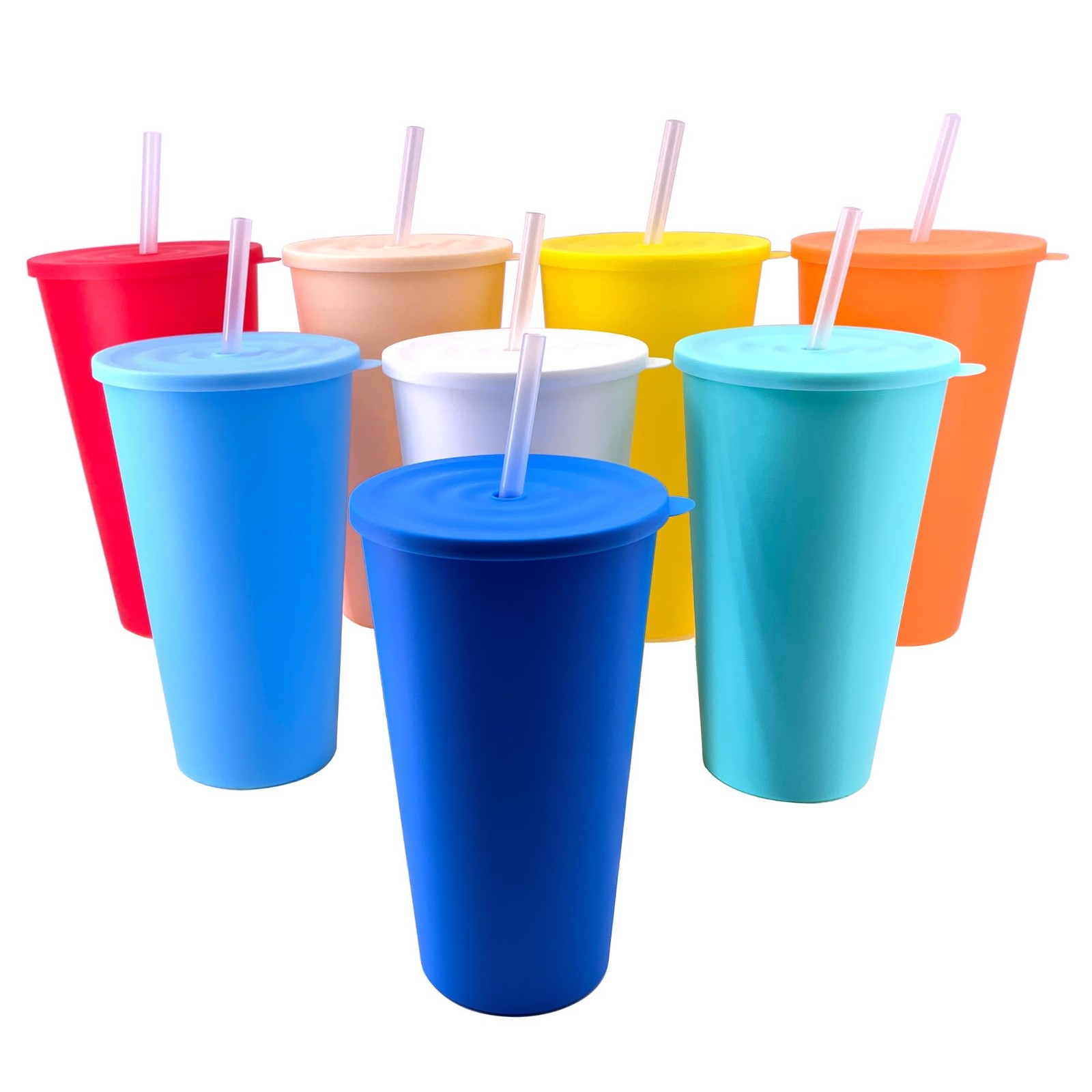 32 oz Cups with Lids and Straws Bulk, Reusable Cup with Lid and Straw, Iced T…