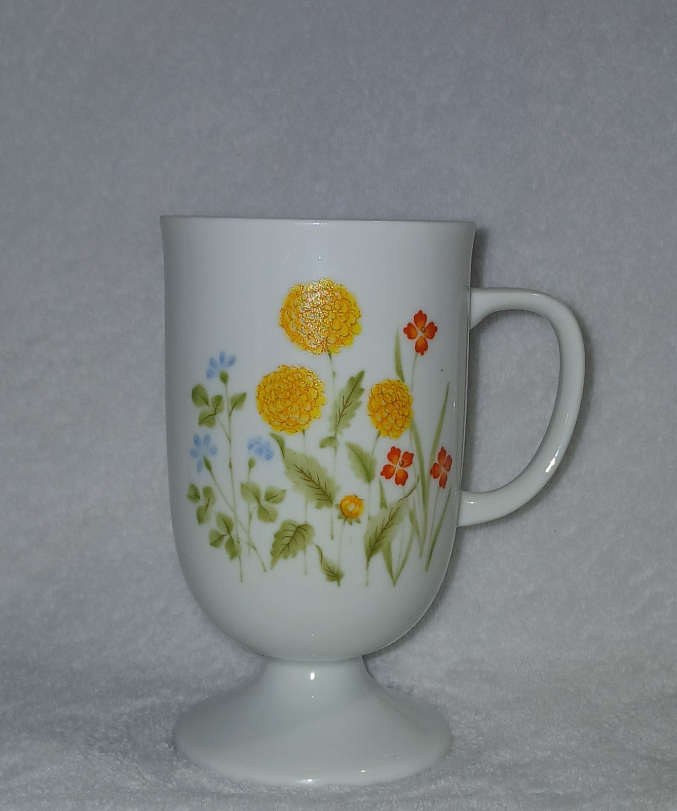 3 Vtg Pedestal Porcelain 60’s Coffee Cup Flower Butterfly Cottagecore Retro