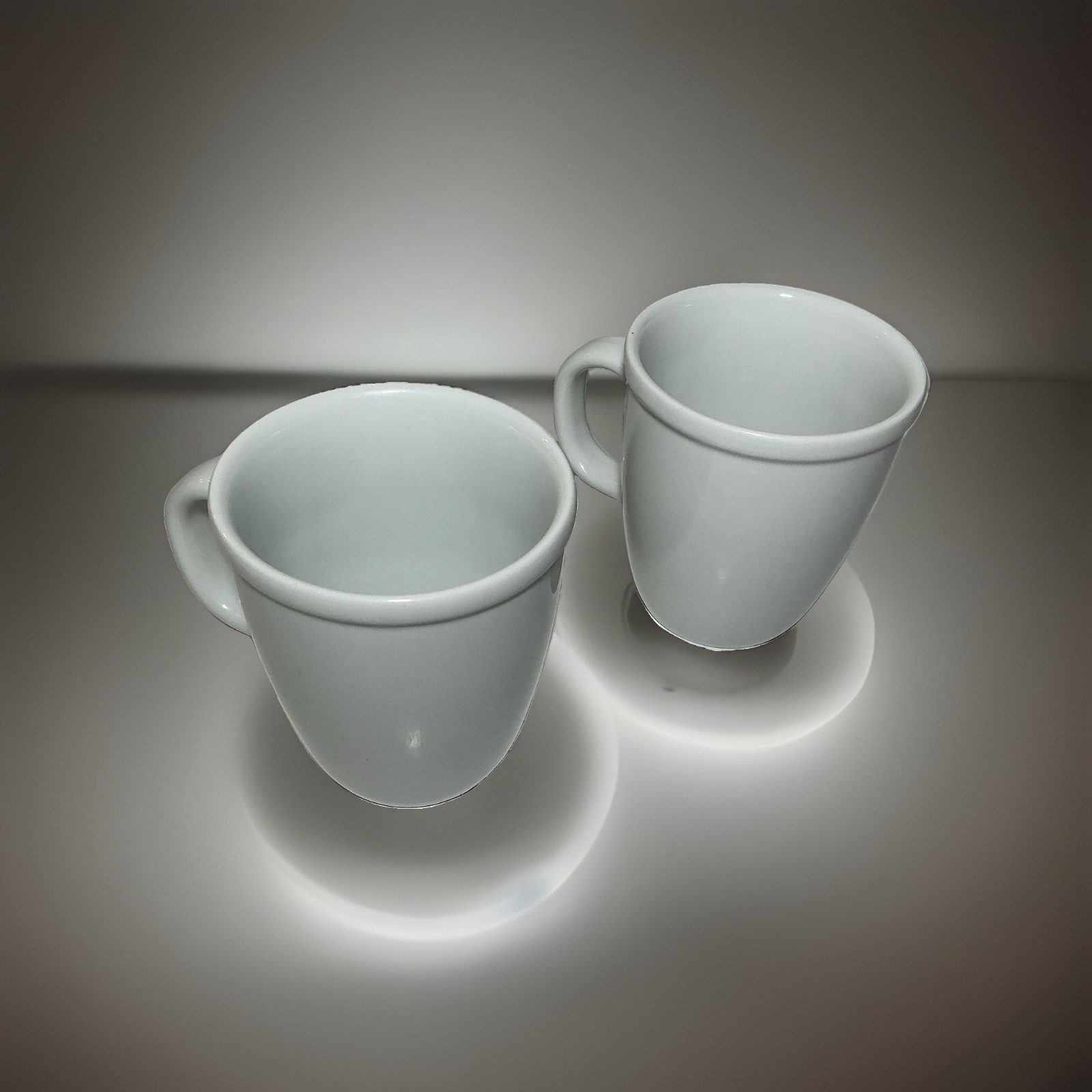 Discontinued White Ceramic Bodum Corona 4 Inch Set Of 2 Coffee Mugs Cups 10 Oz