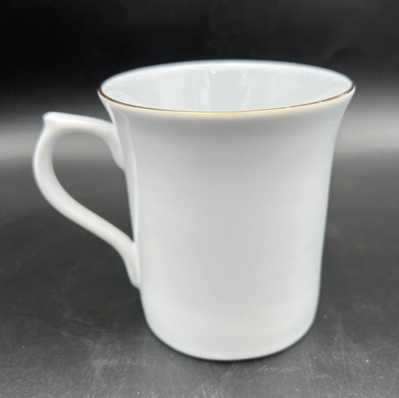 Gevalia Mug White Porcelain with Gold Trim Rim Coffee Tea Cup 8 fl oz