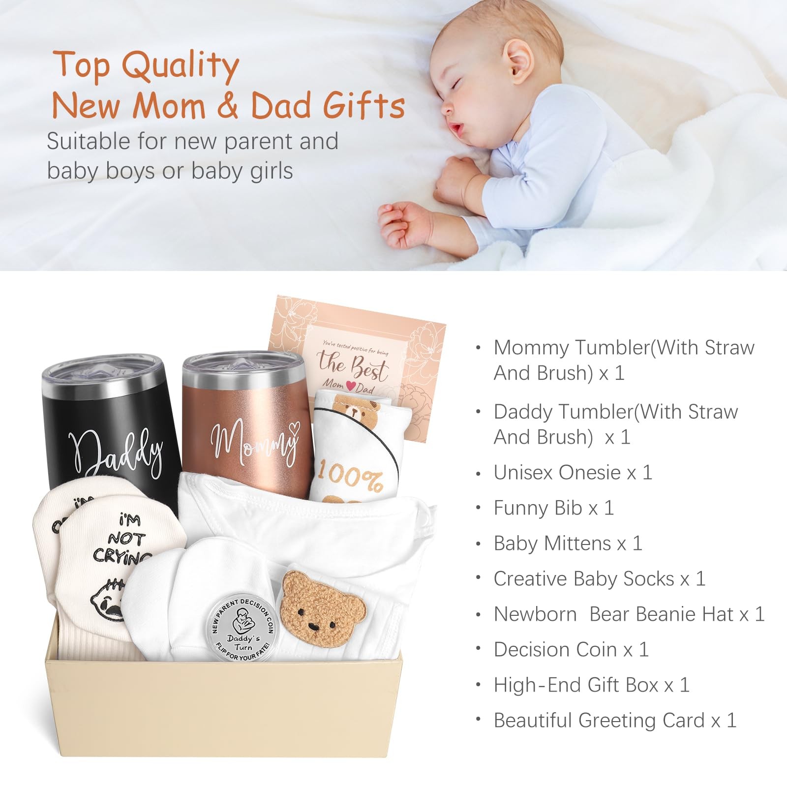 New Mom Gifts Pregnancy Tumbler Set for First-Time Parents & Baby Shower