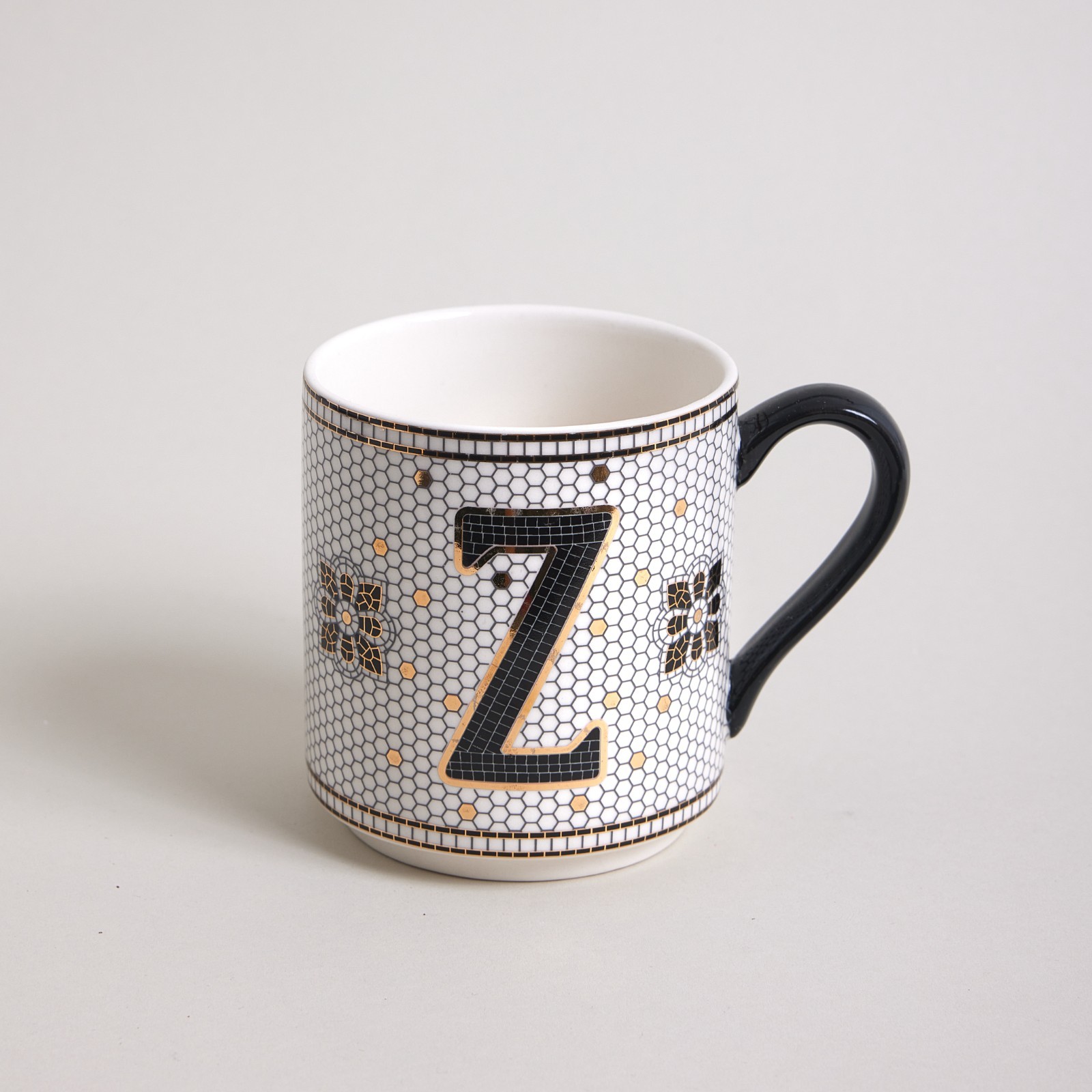 “Z” Anthropologie The Bistro Tile Stoneware Mug: Monogram Edition Letter Z