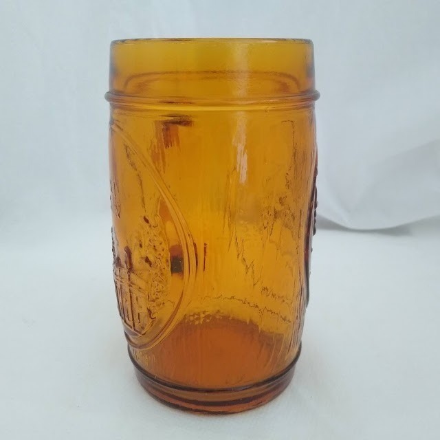 Amber Glass George Washington Mount Vernon Mug – Pressed Glass Souvenir Cup, 5″