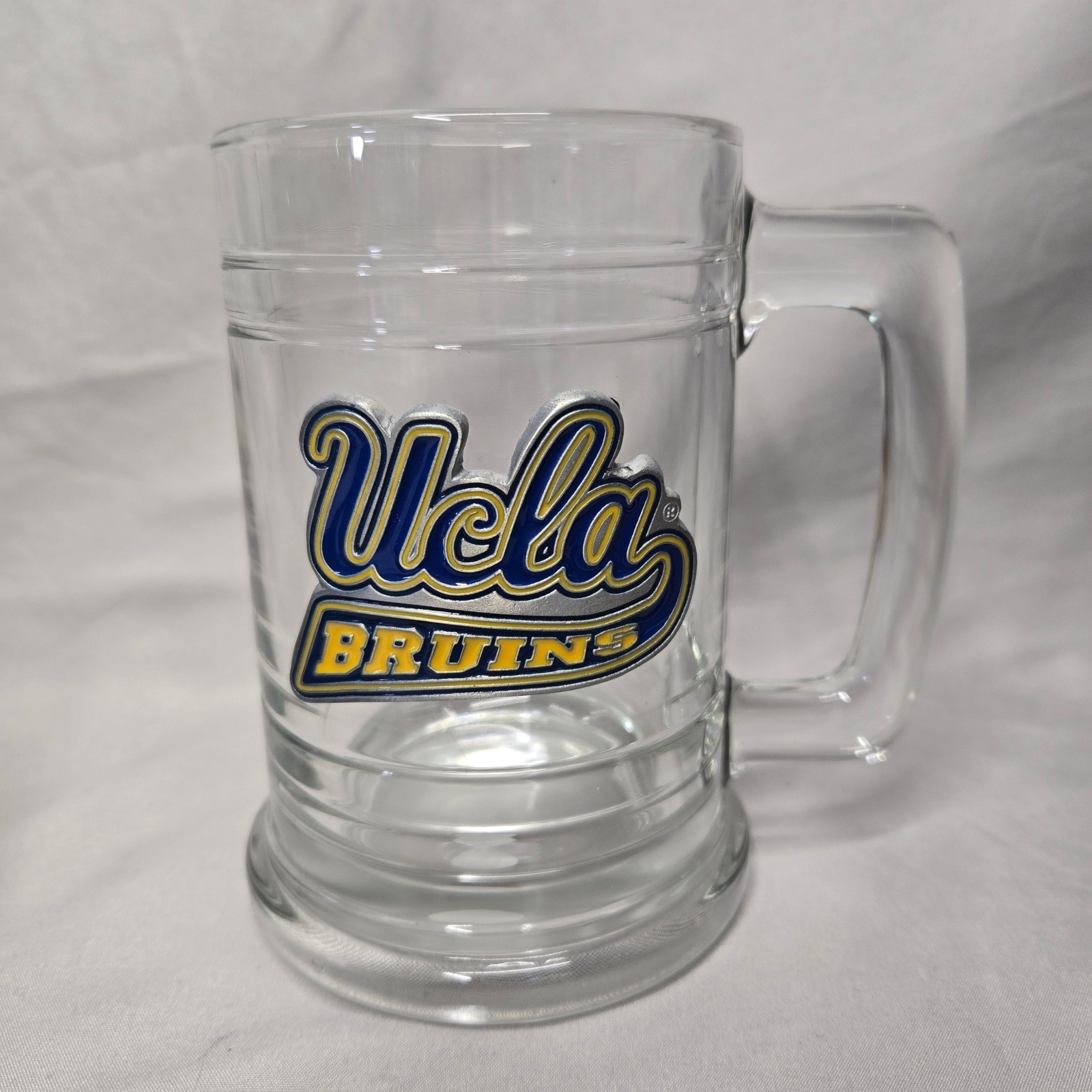 UCLA Bruins Glass Beer Mug Clear 3D Logo Pewter Emblem NCAA Barware Stein
