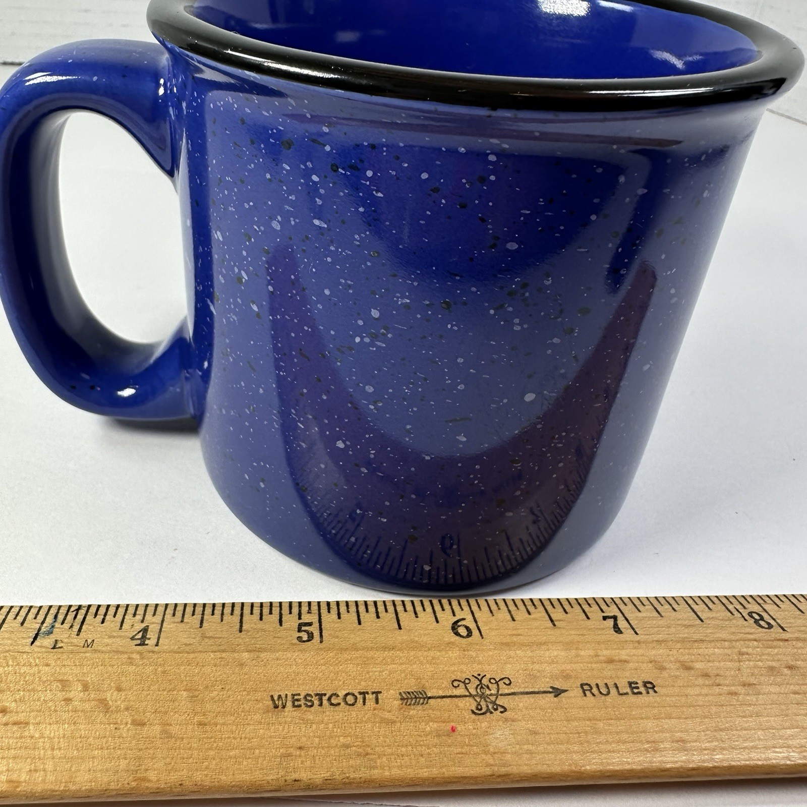Houston Rodeo Cobalt Blue Black White Speckled Stoneware Coffee Mug HLSR Logo