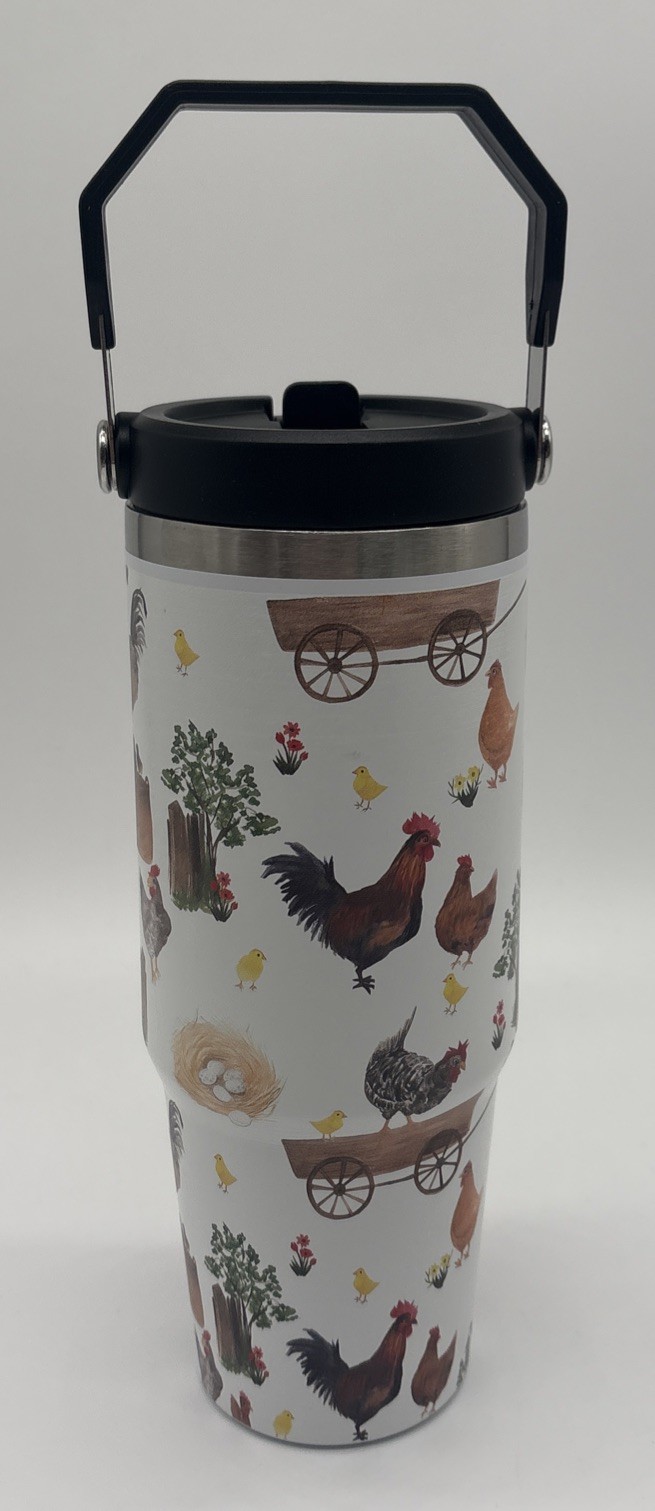 40 oz tumbler with handle 30oz Chicken Tumbler with Lid & Straw New