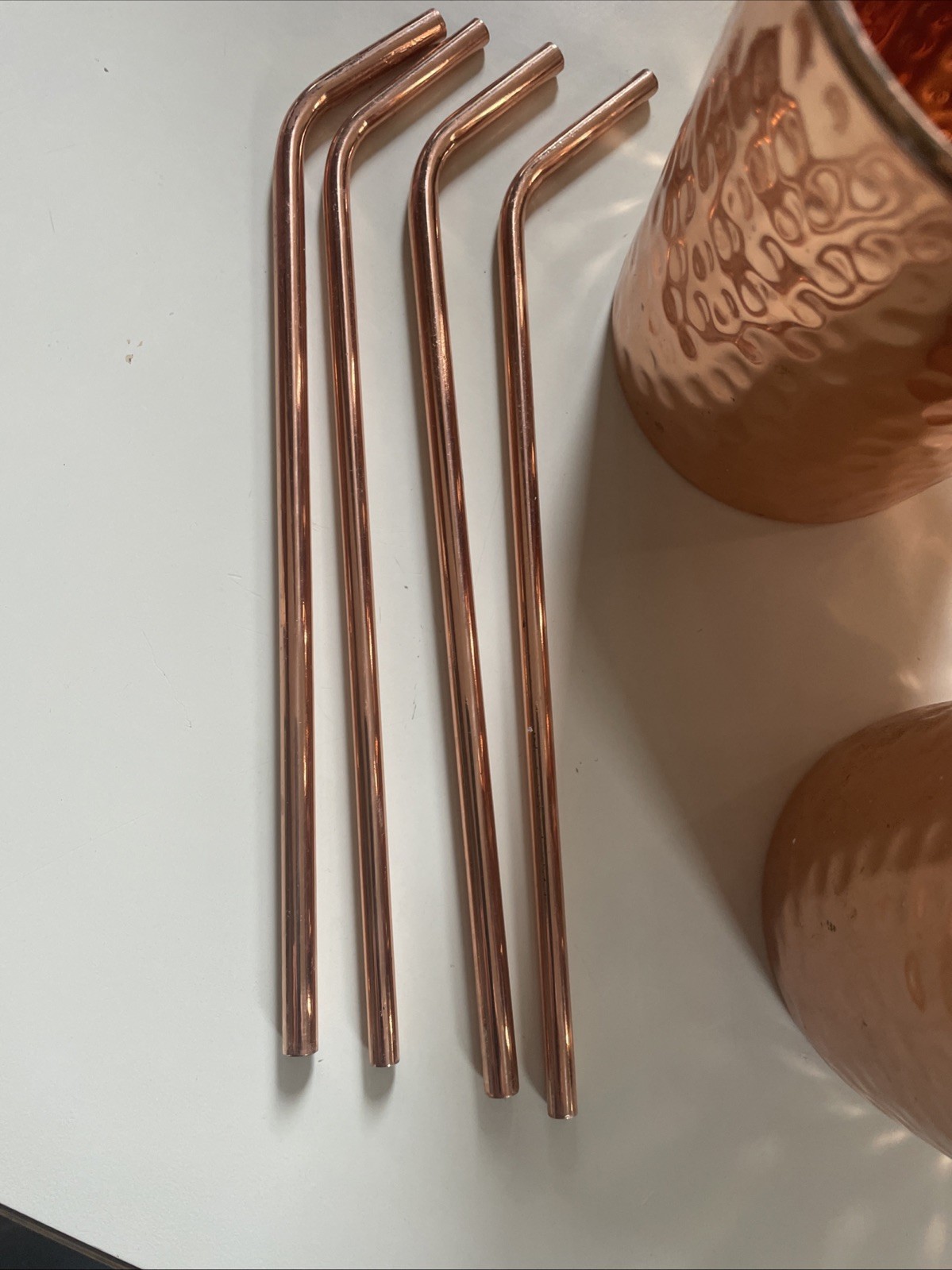 Copper Cure Mule Mug Set of 4-Solid Cylindrical Dimpled-Lightly Used