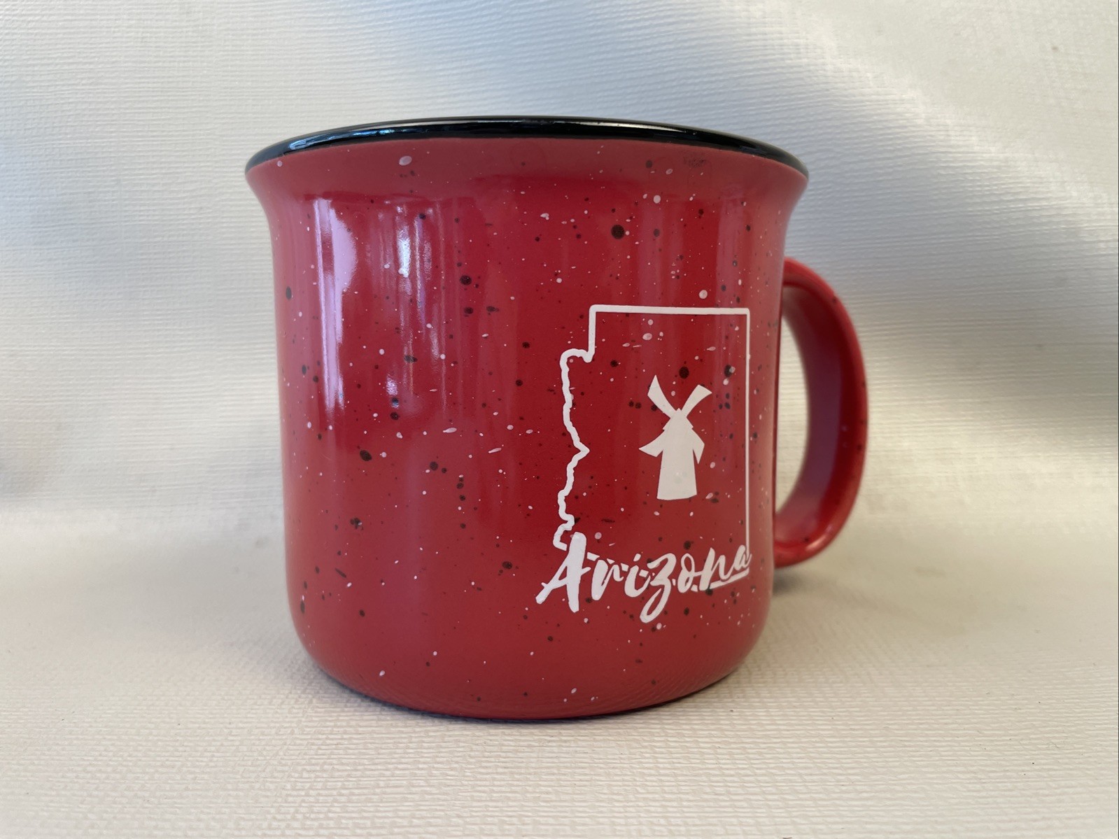 Dutch Bros Arizona Red W/Black White Speckles 12 OZ. Coffee Mug EUC
