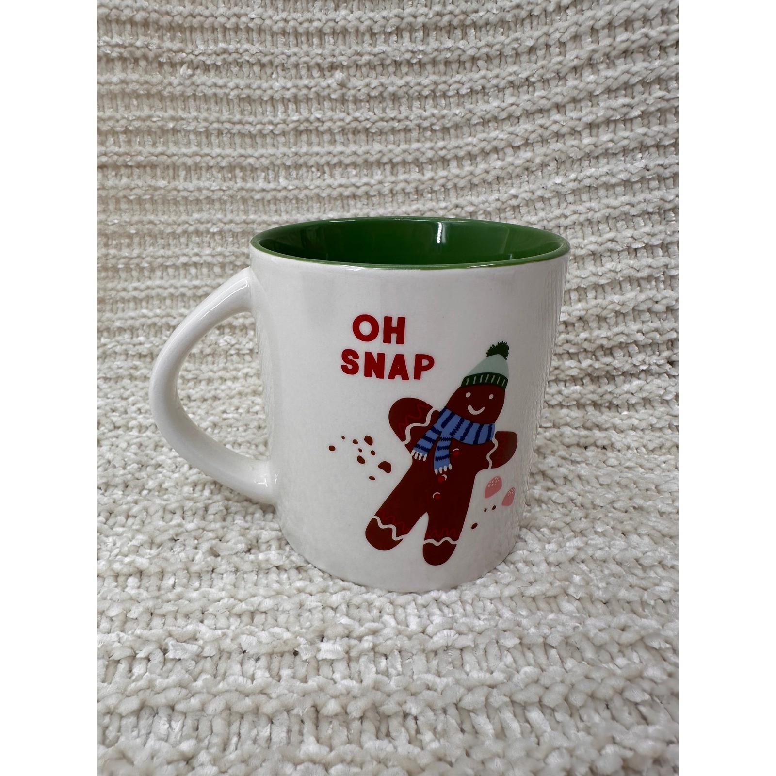 Wondershop Gingerbread Mug Hallmark Plate Set Christmas Oh Snap Green White 2pc