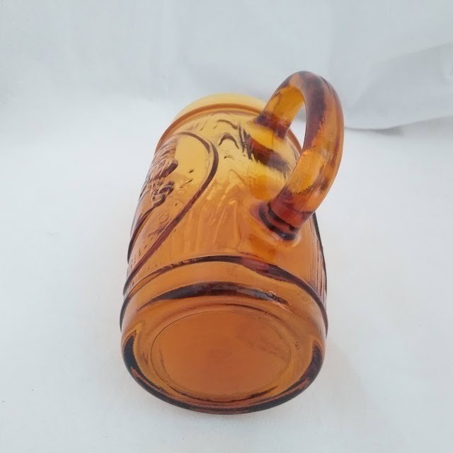 Amber Glass George Washington Mount Vernon Mug – Pressed Glass Souvenir Cup, 5″