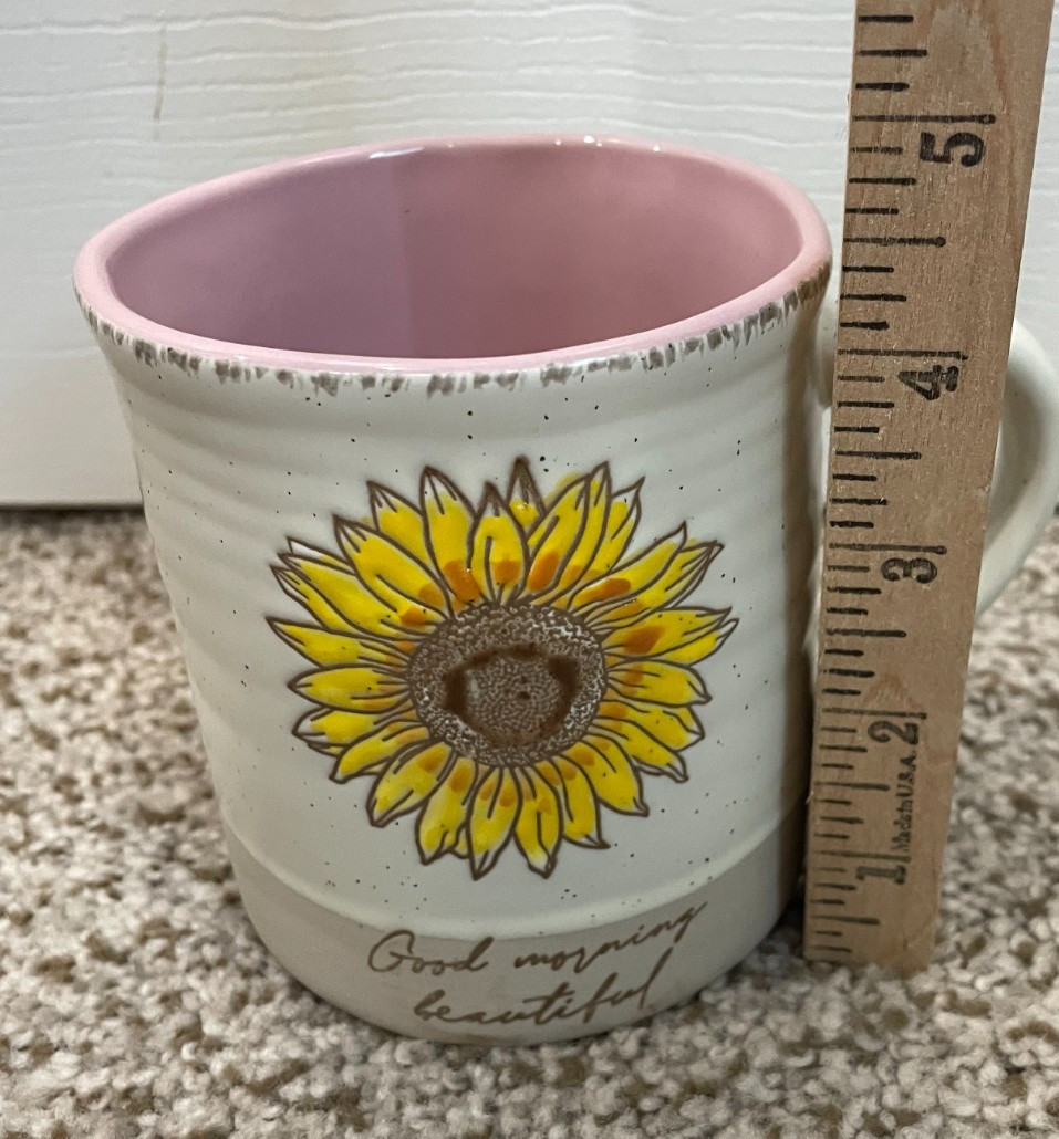 Sunflower Good Morning Beautiful Coffee Mug, Stone Global Design Connections NEW