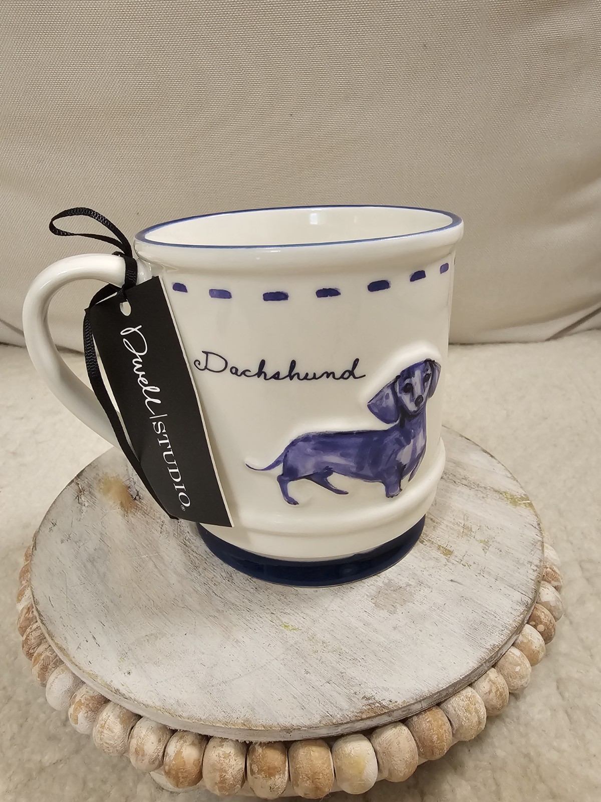 Dwell Studio Dachshund Ceramic Coffee Mug Embossed Dog Lover Doxie viral