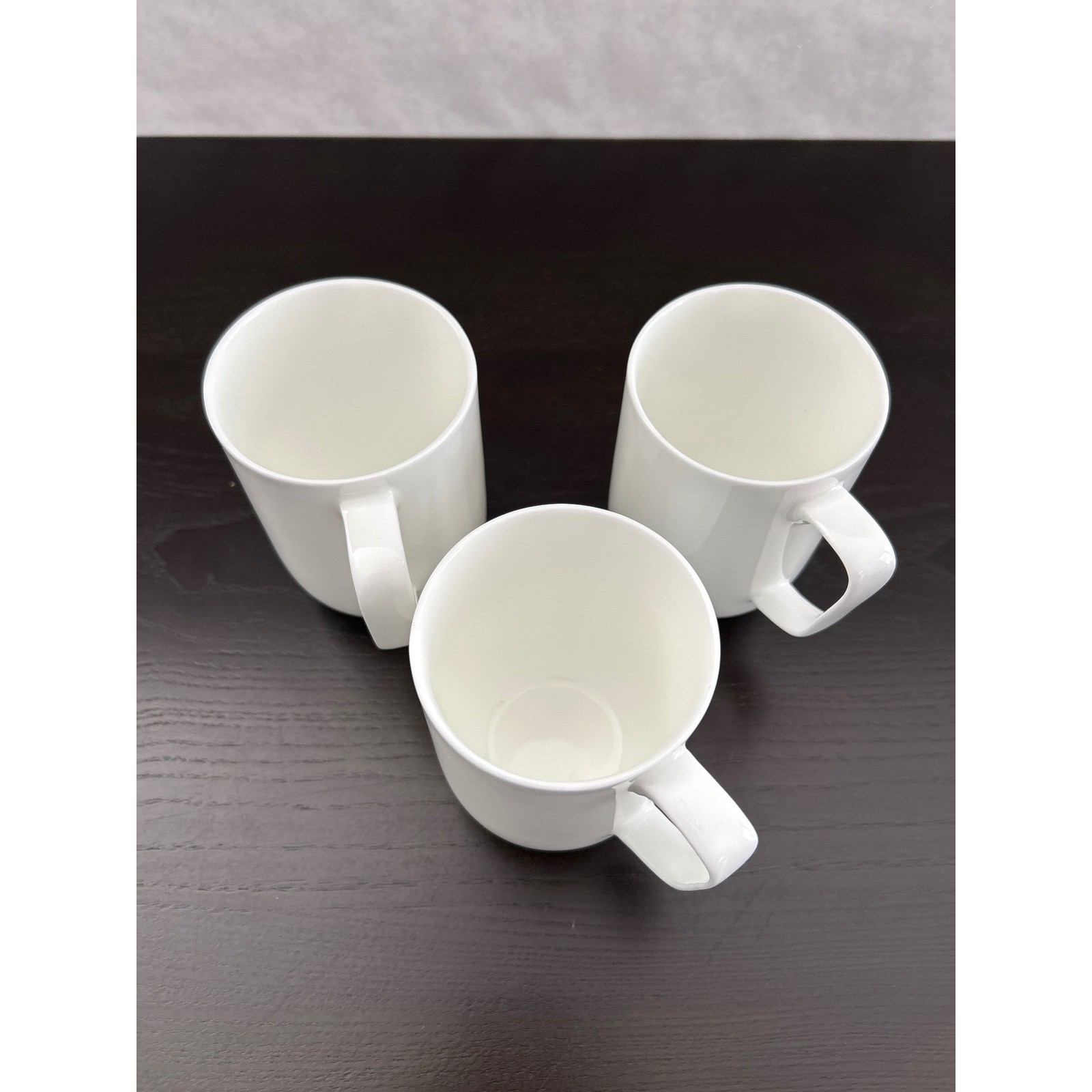Hotel Collection White Bone China Mugs Set of 3 Minimalist Coffee Cups