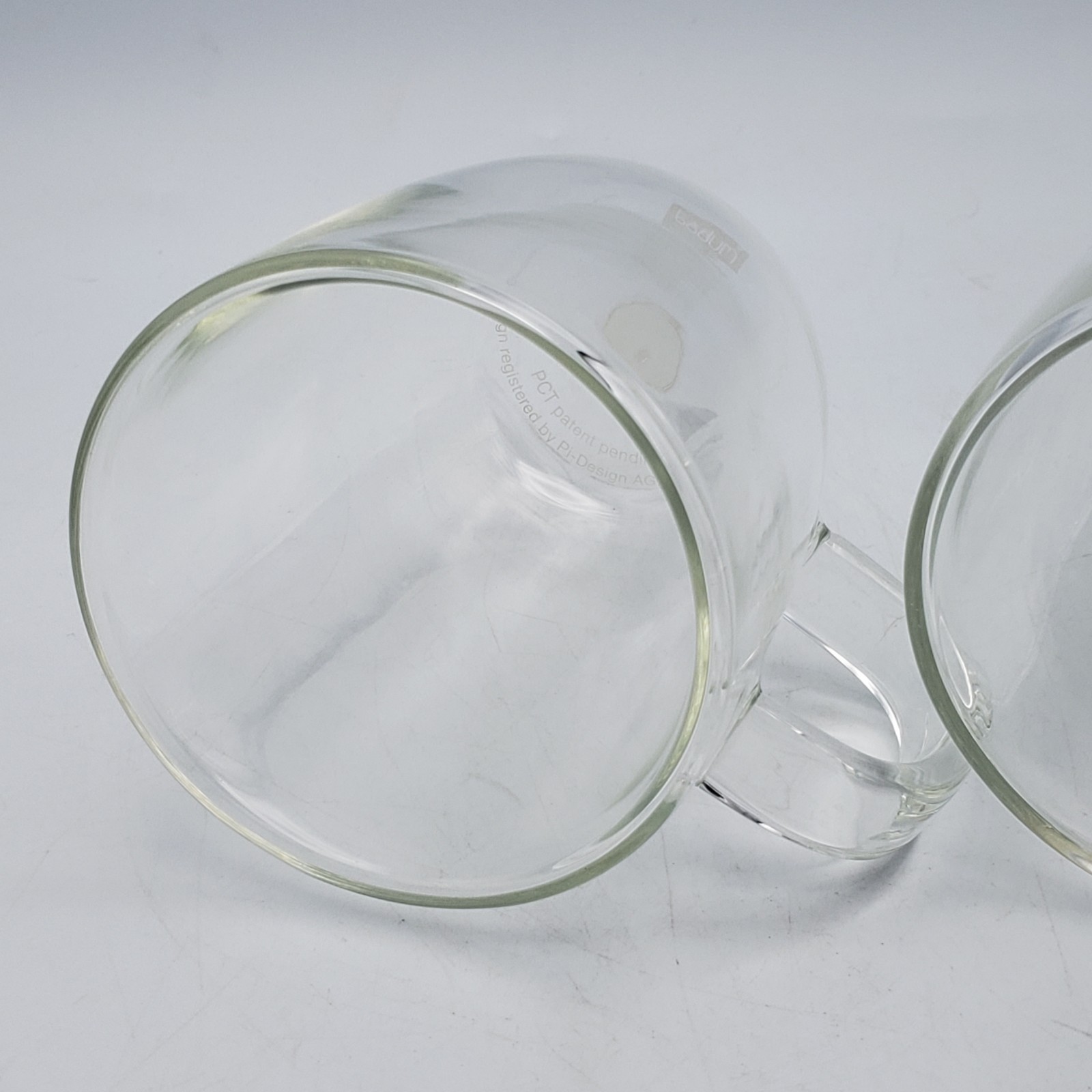 2 Bodum Bistro 10oz Coffee Mugs Set w Box Double-Wall Insulated Clear Glass EUC