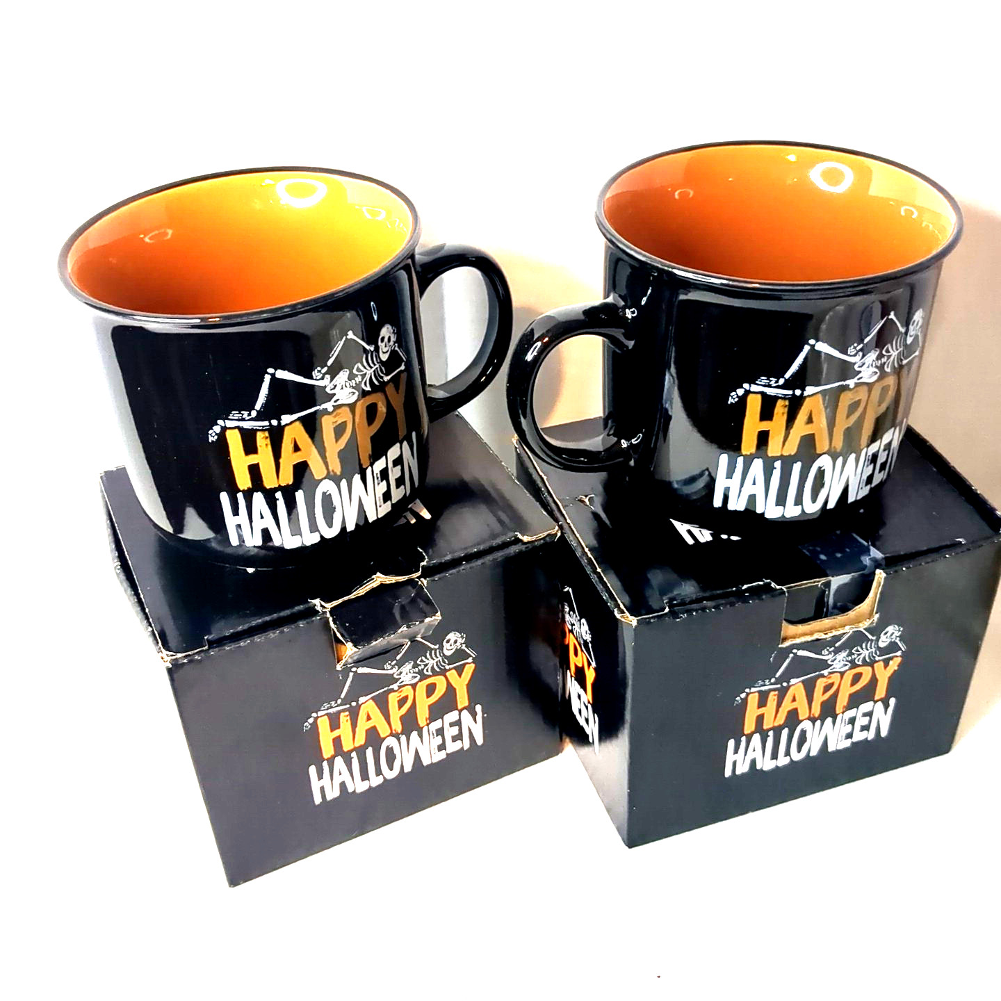 Set Of 2 Funny Bones Skeleton On Coffee Mug NIB