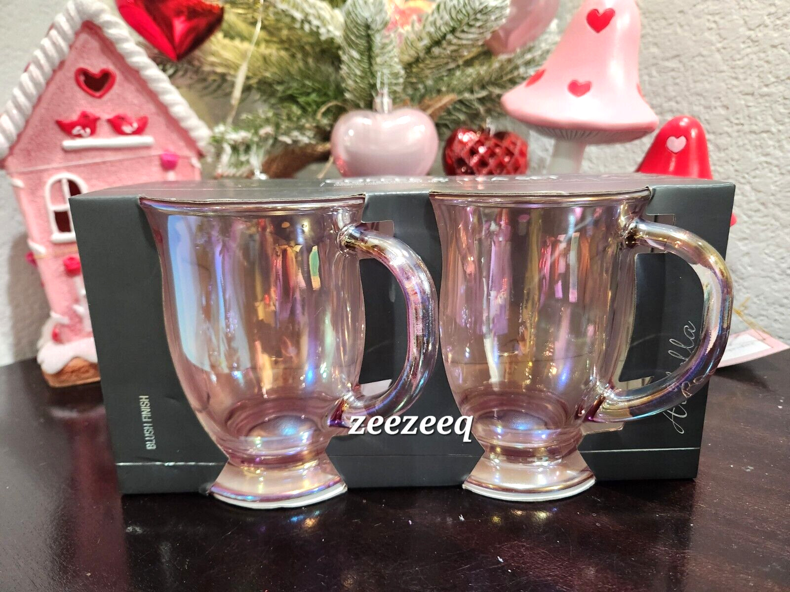 Pink Iridescent Clear Coffee Mugs Tea 16.0oz