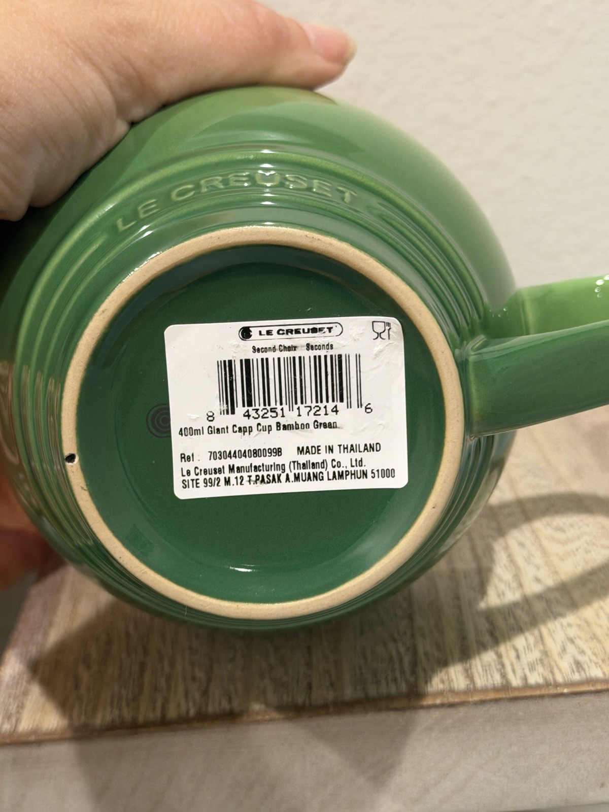 Le Creuset Stoneware Giant Cappuccino Bistro Mug 14 oz Bamboo Green NEW Set-2
