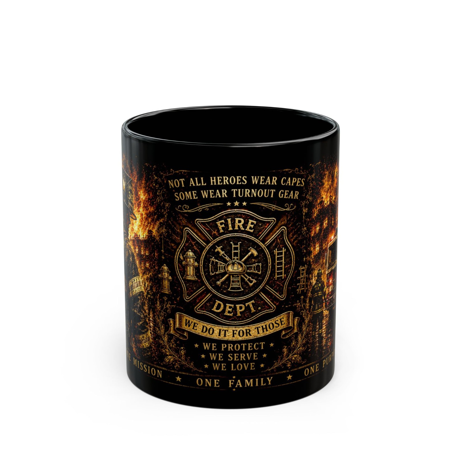 Firefighter Coffee Mug #1 – Fireman Gift, Fire Rescue Black Ceramic Cup