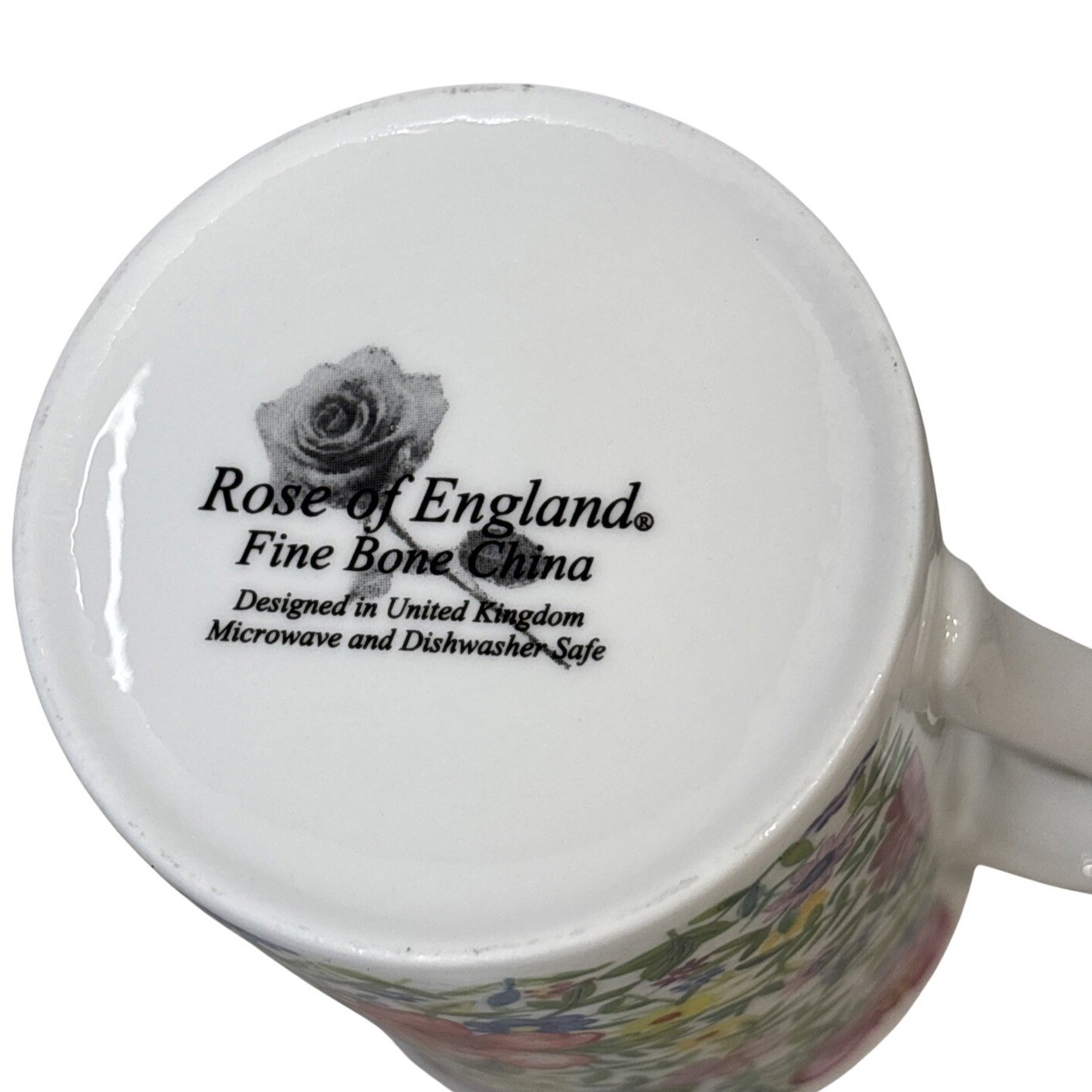 Rose of England Fine Bone China Floral Mug Pink Purple Yellow Flowers Tea Cup