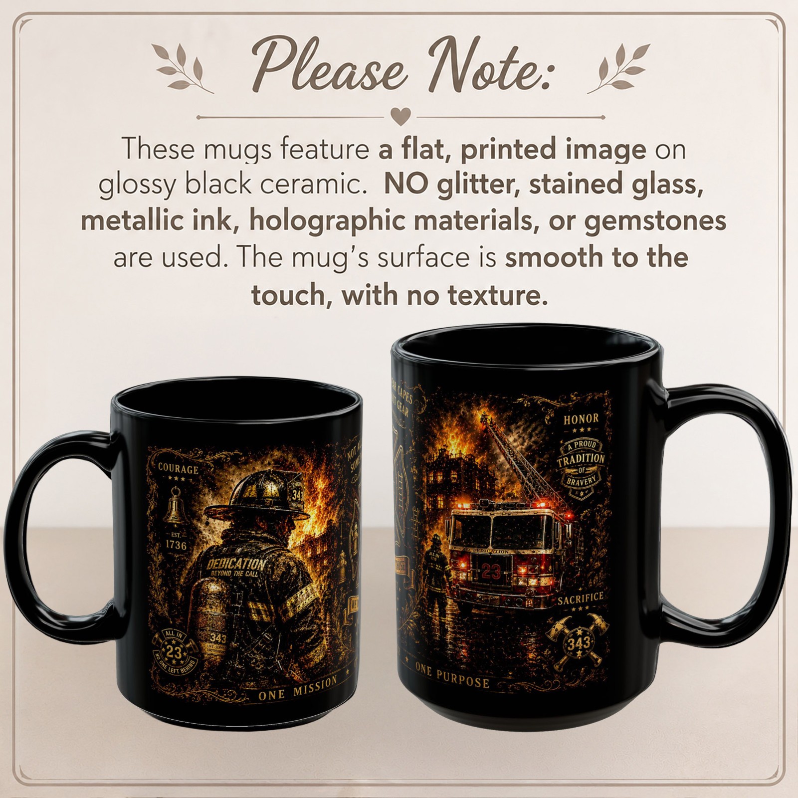 Firefighter Coffee Mug #1 – Fireman Gift, Fire Rescue Black Ceramic Cup