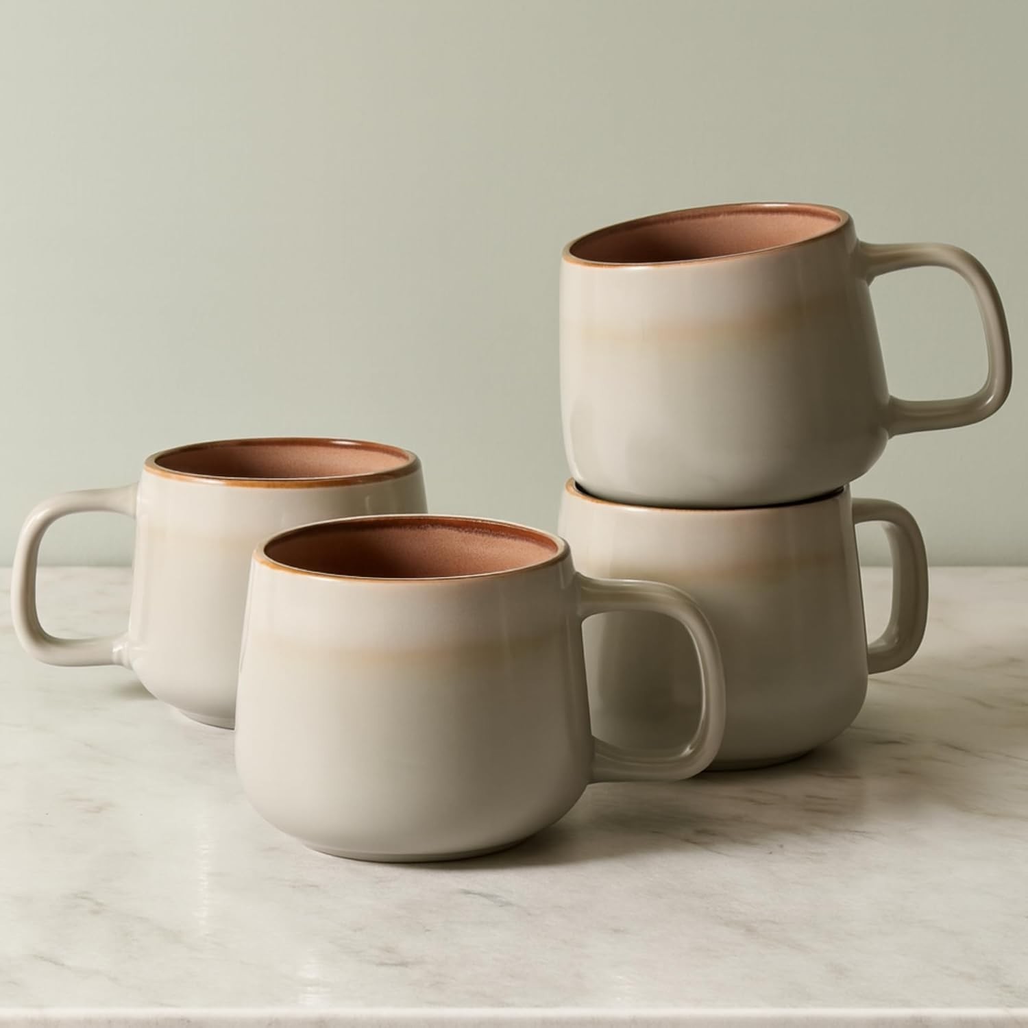 Ceramic Coffee Mugs Set of 4 | 12 oz Stoneware Coffee Cups | Lead-Free, Non-T…