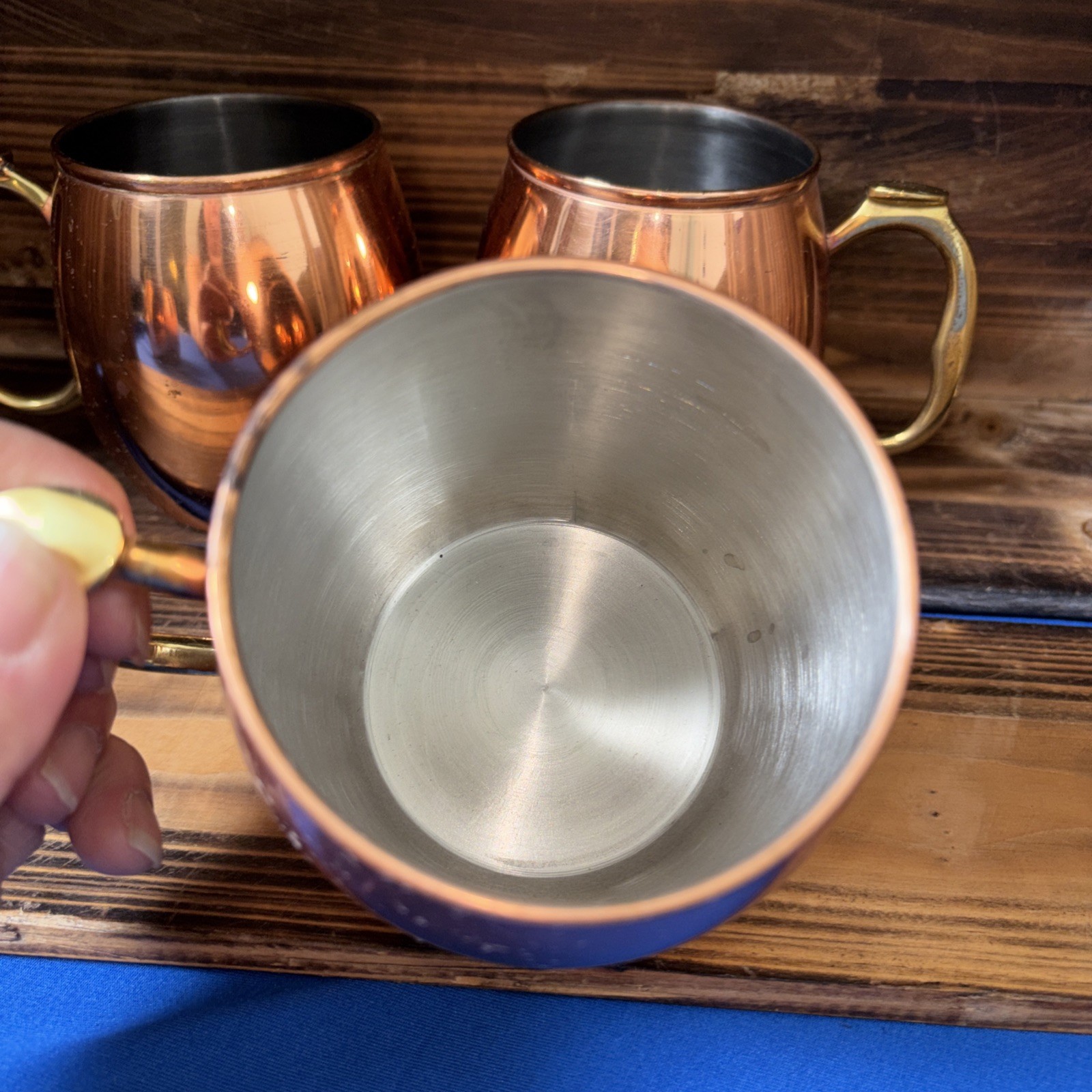 Oggi Copper Moscow Mule Mug Cup set of 4 Rustic Cabin look