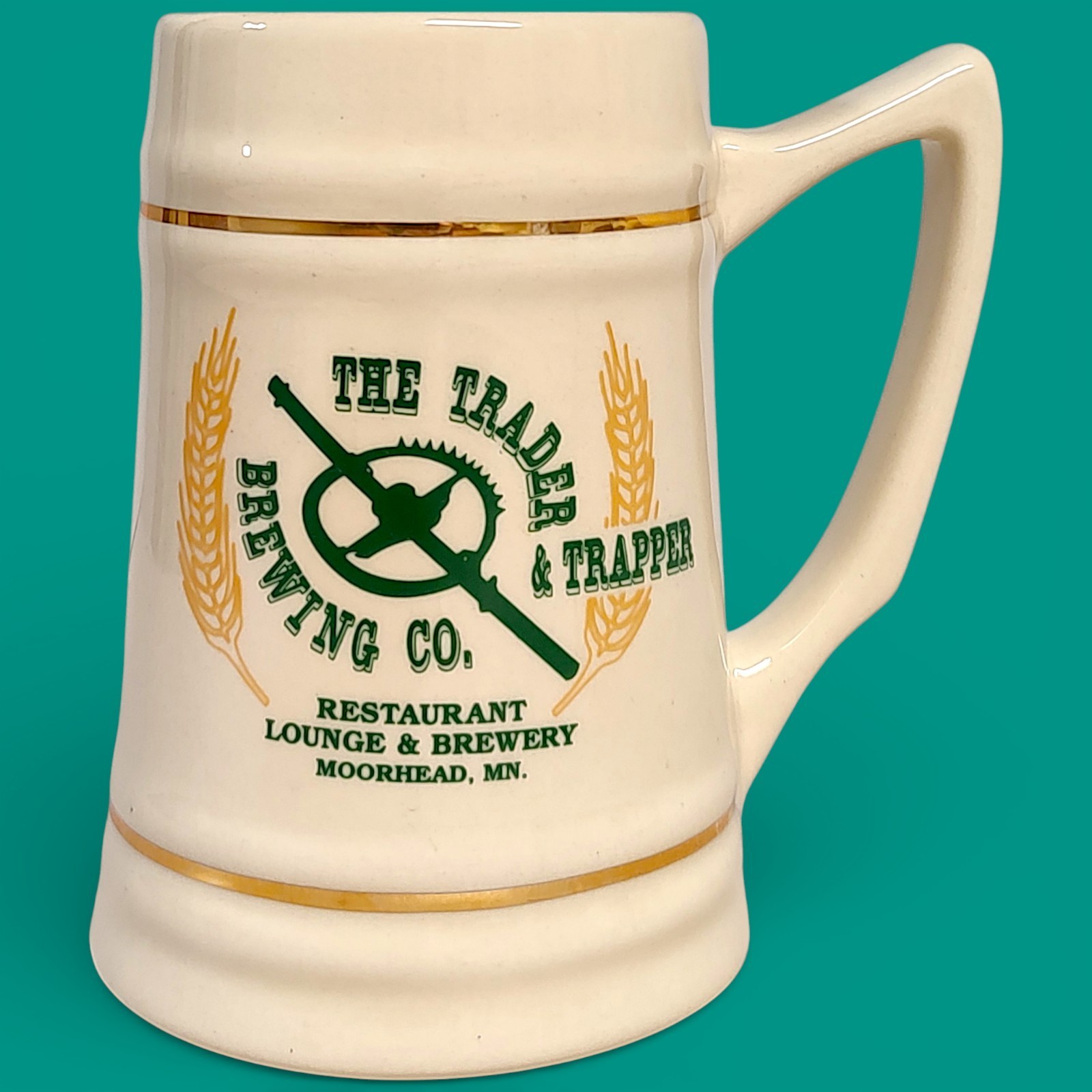 The Trader Brewing Co. Ceramic Beer Stein Moorhead, MN 5.75″