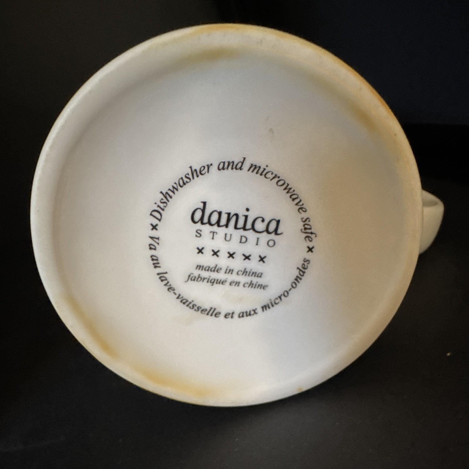 Danica Studio Cat Face Ceramic Coffee Mug 14 fl oz White/Yellow, MW/DS Safe