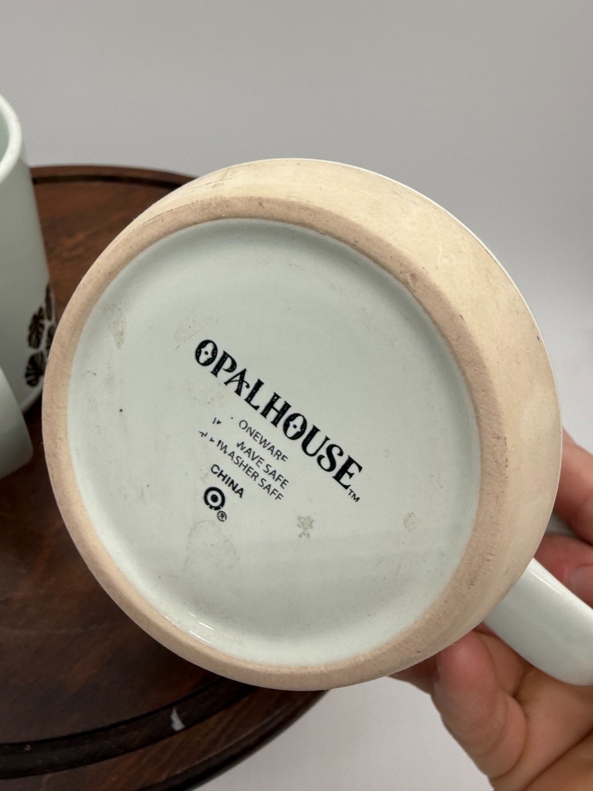 Opalhouse White w/ Gold Palm Leaves “Good Vibes Only” Stoneware Mug Set of 2