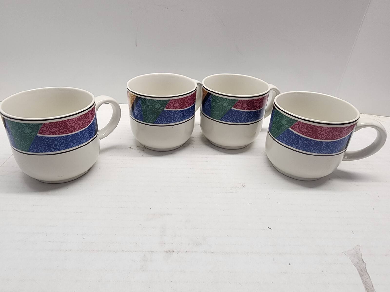 Sango Flair 91 Multi Color Decorative Mug Cup – 3″ Tall 3.25″ Wide 4pc Set